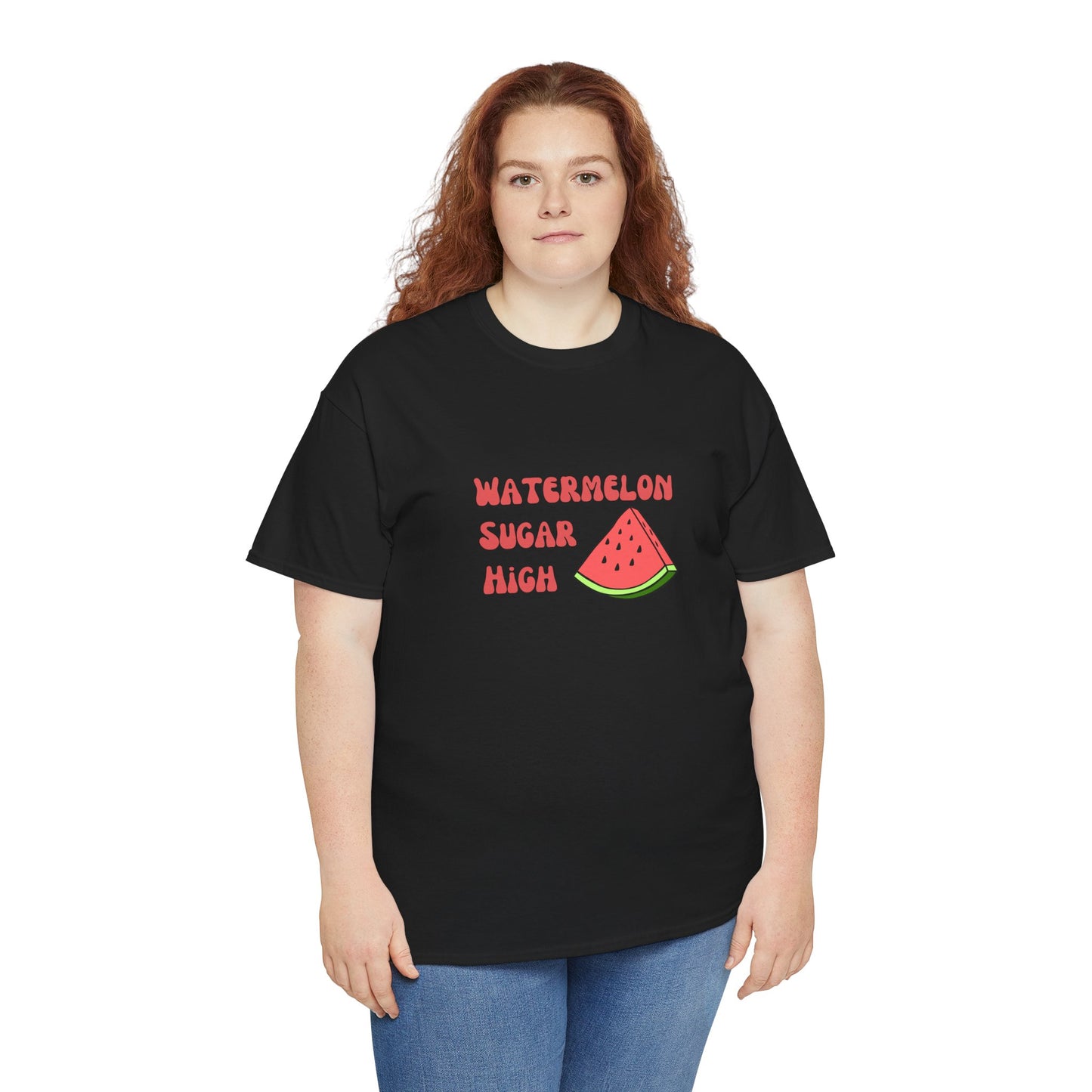 Watermelon Print Cotton T-Shirt | Cute Summer Tee, Fruit Graphic Shirt, Casual Everyday Wear - Wolf Aura Co