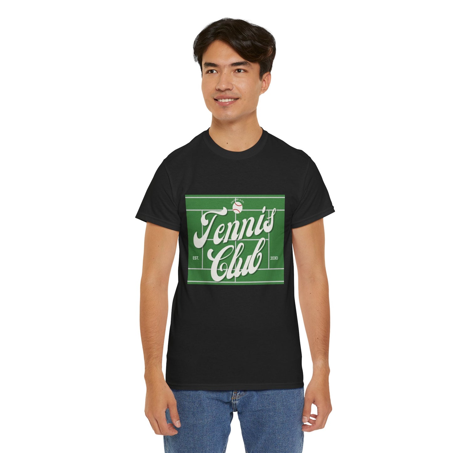 Tennis Print Tee – Unisex Cotton T-Shirt for Sports Lovers - Wolf Aura Co