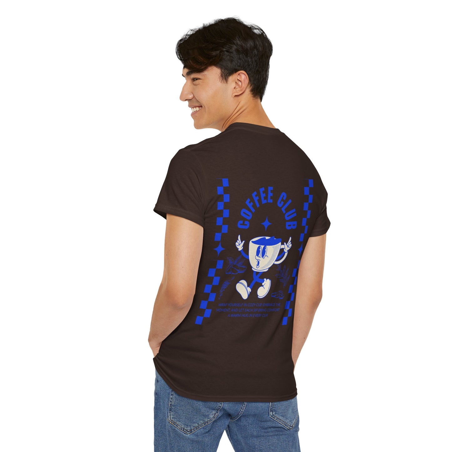 Coffee Club Cotton T-Shirt – Casual Graphic Tee, Coffee Lover Gift, Everyday Comfort - Wolf Aura Co