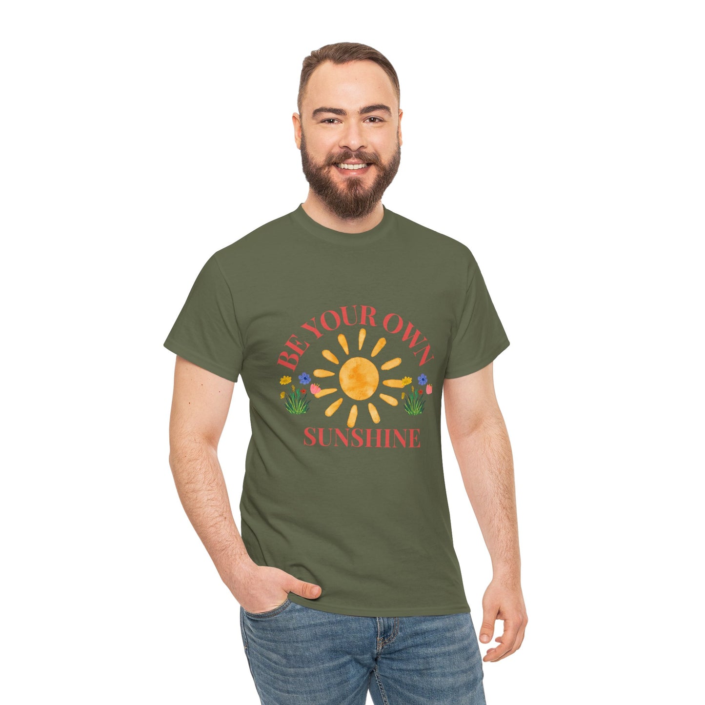 Be Your Own Sunshine Cotton T-Shirt – Positive Graphic Tee, Everyday Casual Wear, Uplifting Gift - Wolf Aura Co