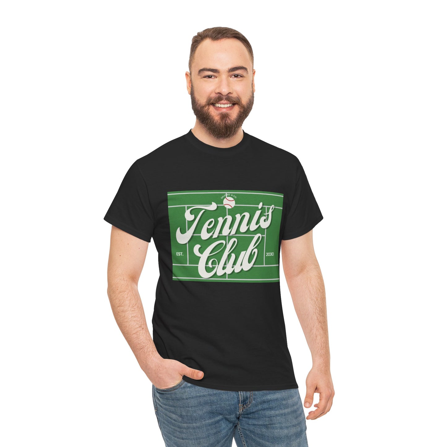 Tennis Print Tee – Unisex Cotton T-Shirt for Sports Lovers - Wolf Aura Co