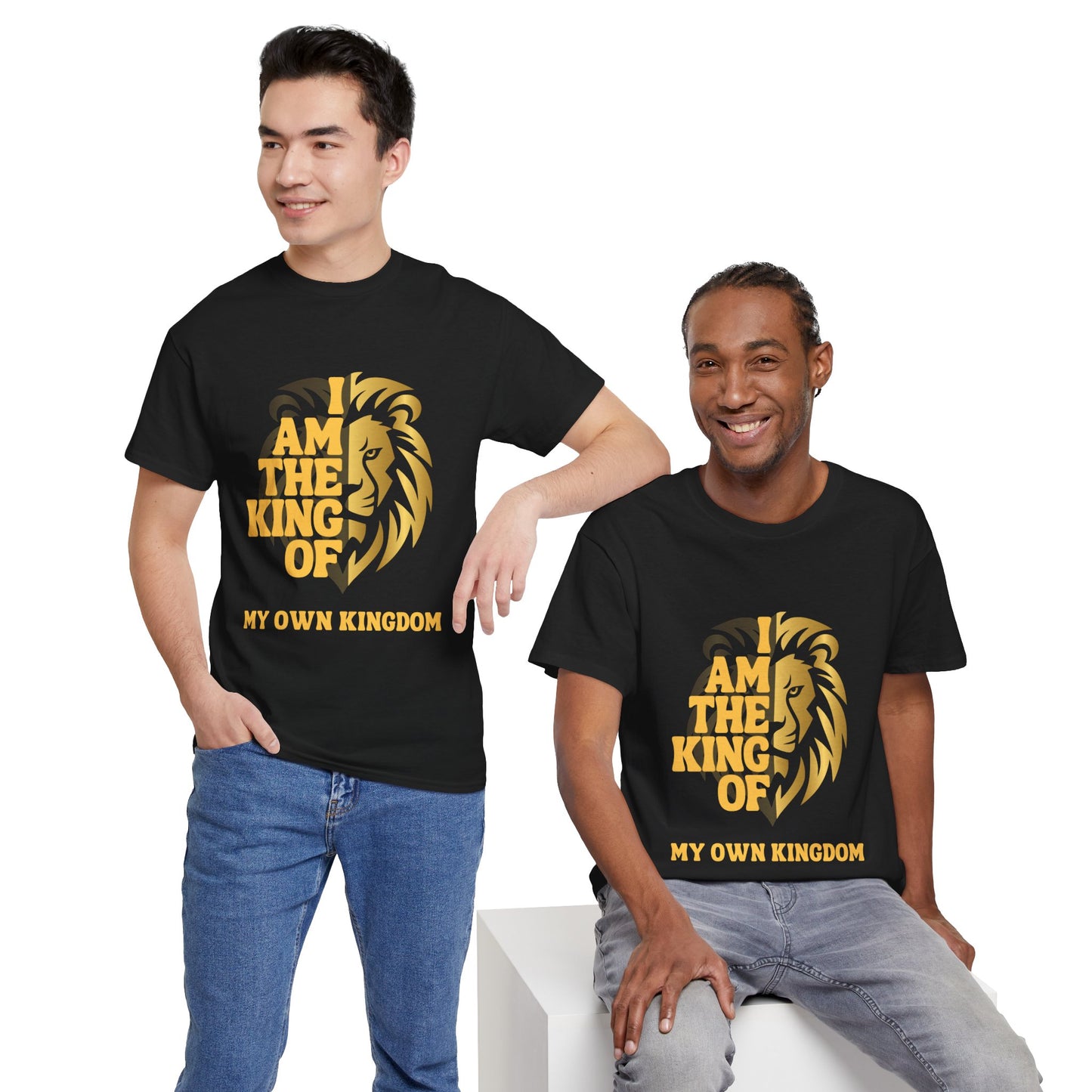 Lion Print Black Cotton Tee