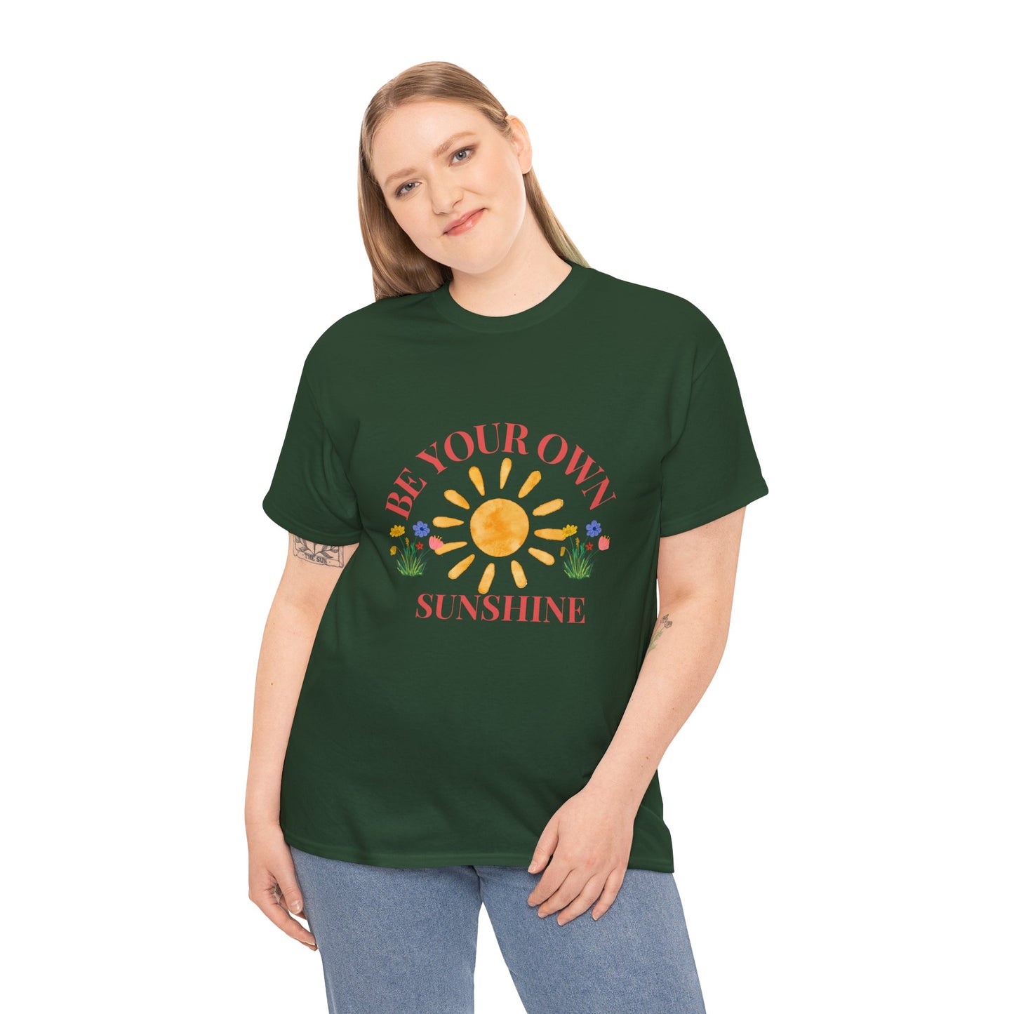 Be Your Own Sunshine Cotton T-Shirt – Positive Graphic Tee, Everyday Casual Wear, Uplifting Gift - Wolf Aura Co
