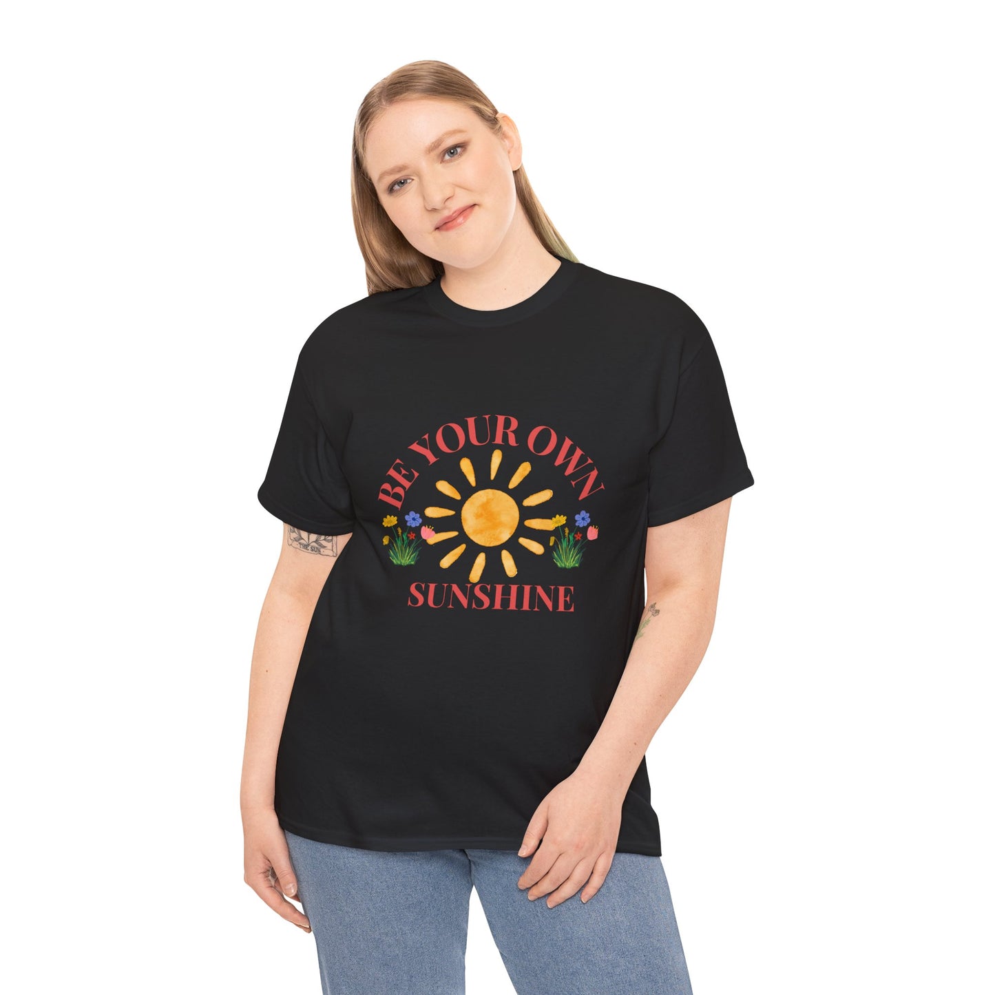 Be Your Own Sunshine Cotton T-Shirt – Positive Graphic Tee, Everyday Casual Wear, Uplifting Gift - Wolf Aura Co