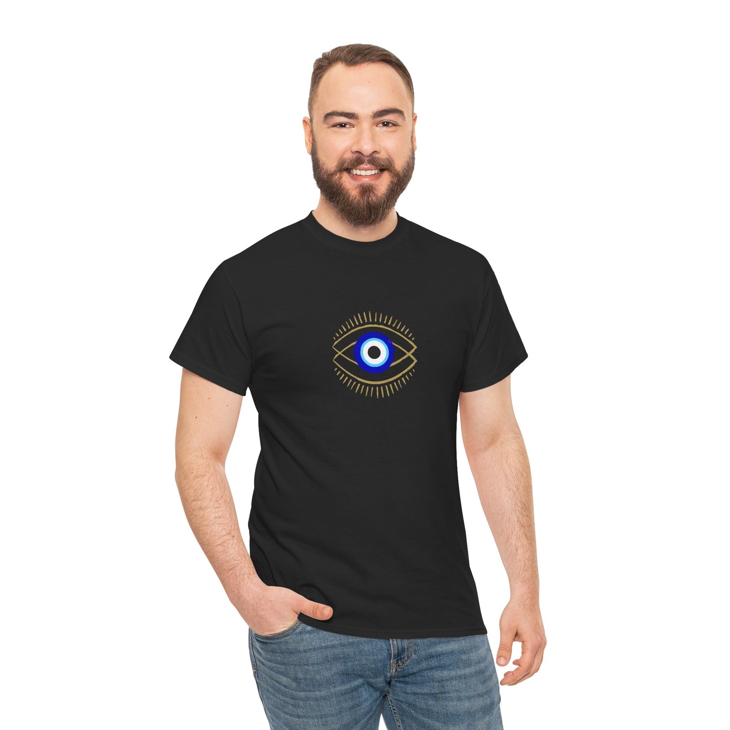 Evil Eye Graphic Tee – Unisex Casual Cotton T-Shirt | Protect Your Energy Shirt, Positive Vibes Apparel, Spiritual Gift - Wolf Aura Co