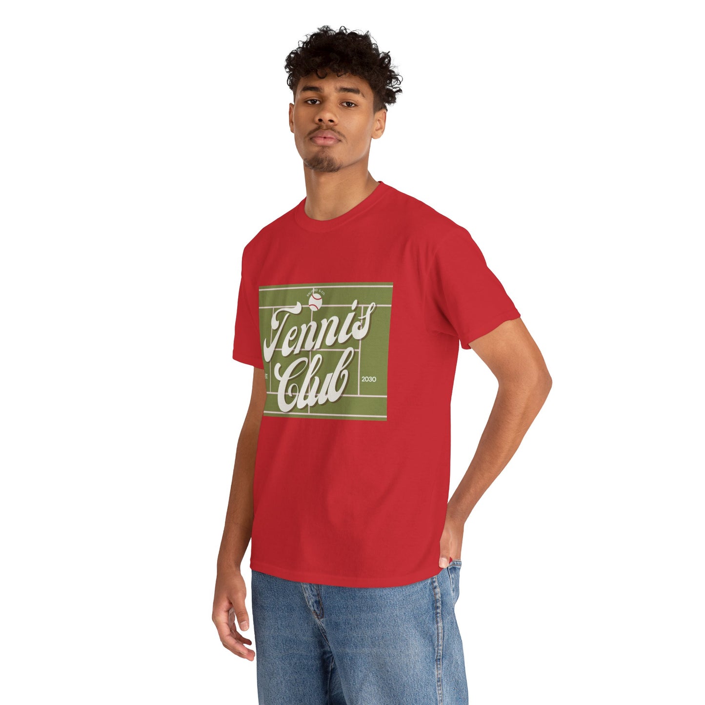 Tennis Print Tee – Unisex Cotton T-Shirt for Sports Lovers - Wolf Aura Co