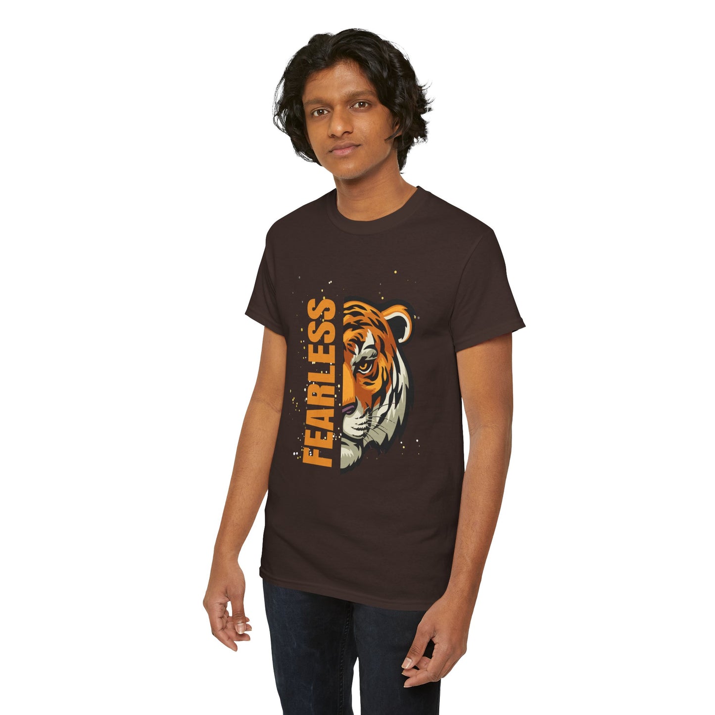 Fearless Tiger Unisex Tee – Inspirational Heavy Cotton T-Shirt - Wolf Aura Co