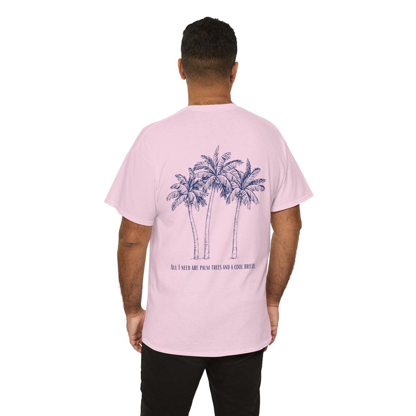 Palm Tree Print Cotton T-Shirt – Casual Summer Tee, Beachwear, Tropical Graphic Shirt, Everyday Comfort - Wolf Aura Co