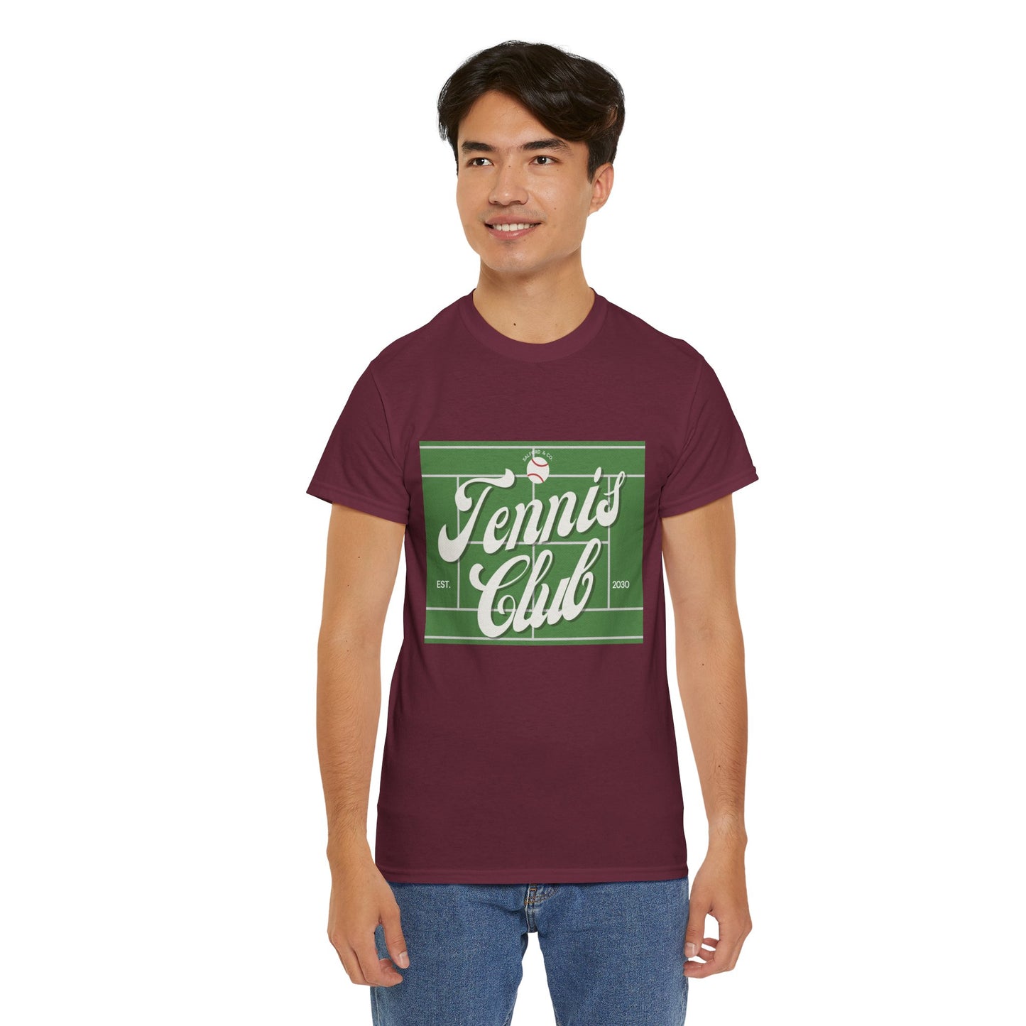Tennis Print Tee – Unisex Cotton T-Shirt for Sports Lovers - Wolf Aura Co