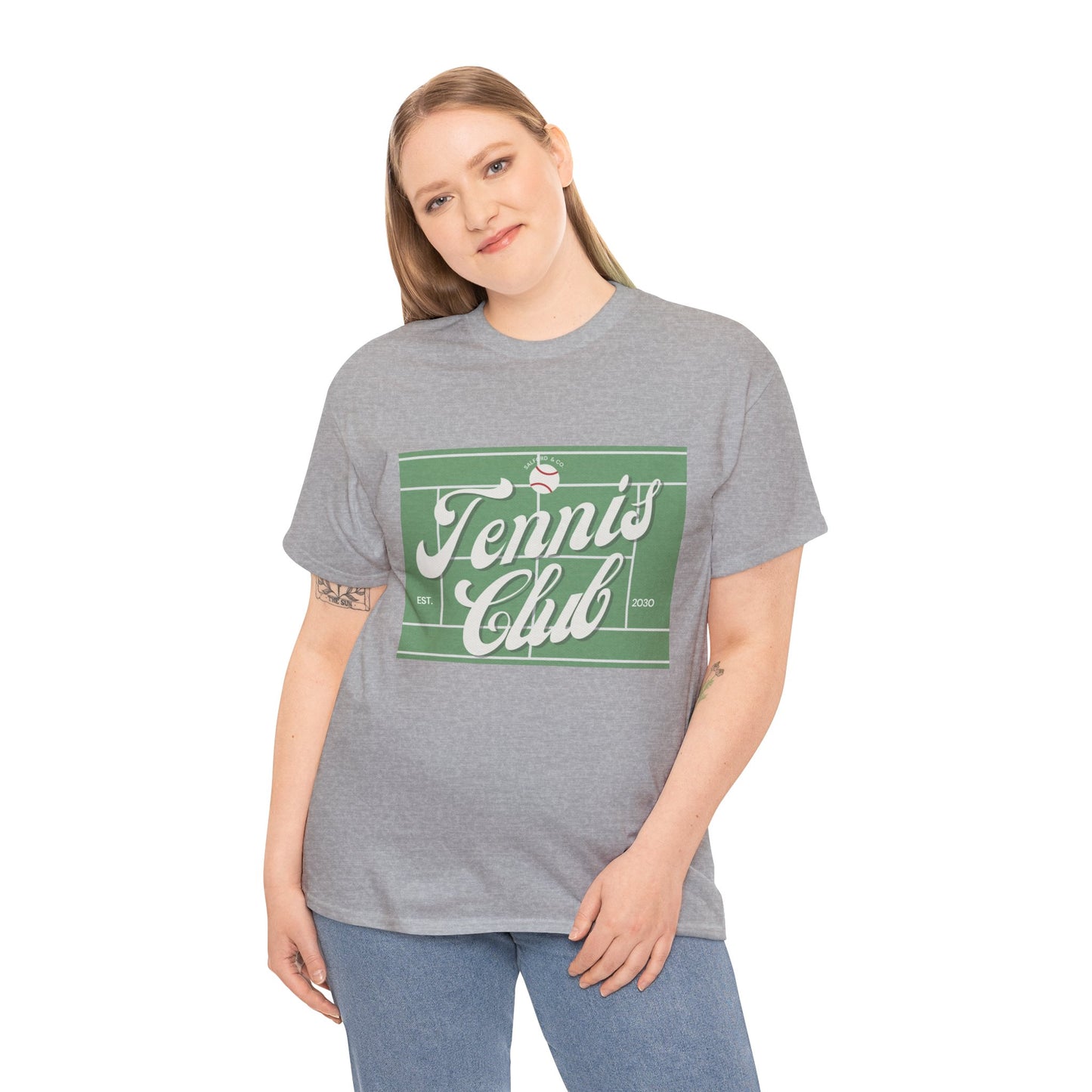 Tennis Print Tee – Unisex Cotton T-Shirt for Sports Lovers - Wolf Aura Co