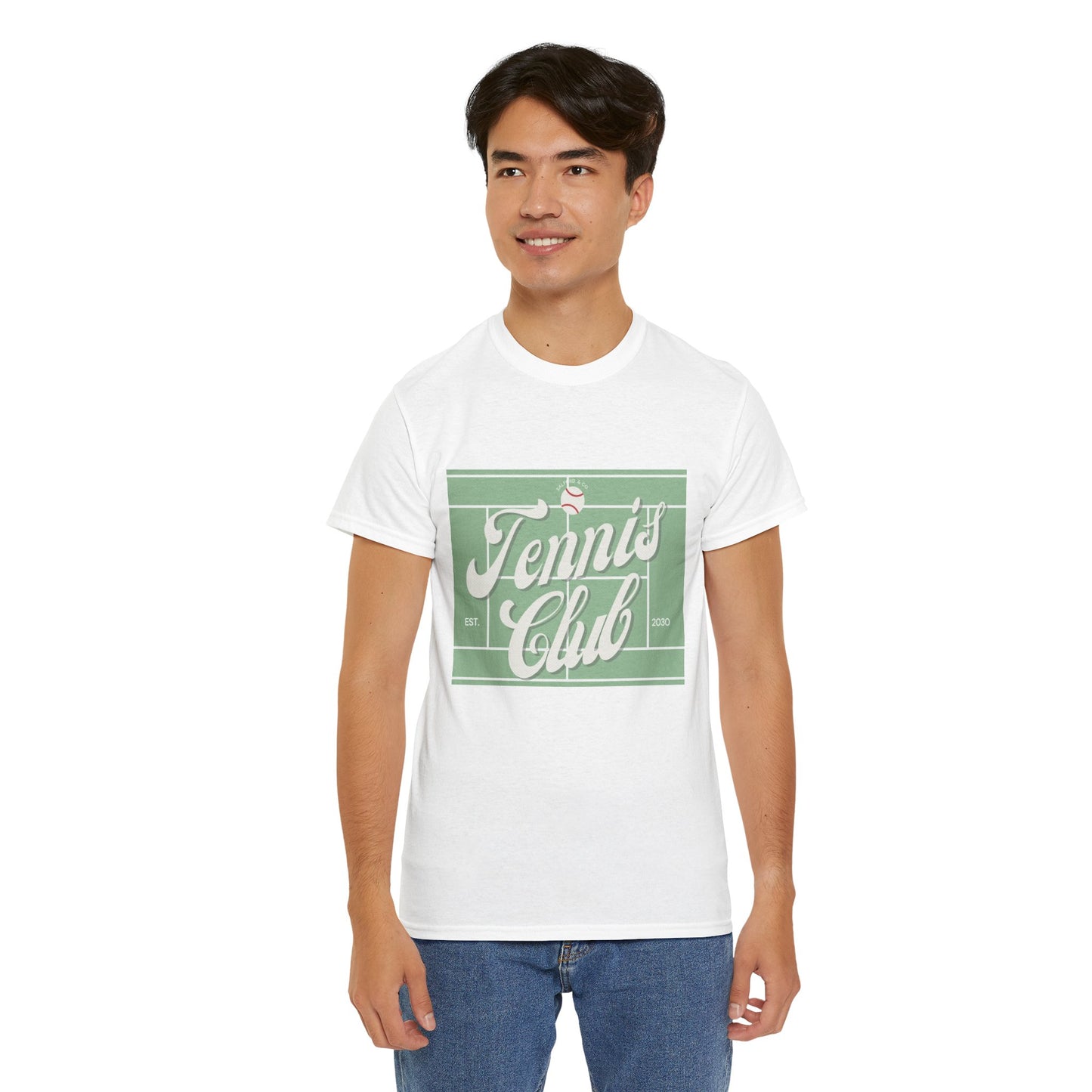 Tennis Print Tee – Unisex Cotton T-Shirt for Sports Lovers - Wolf Aura Co