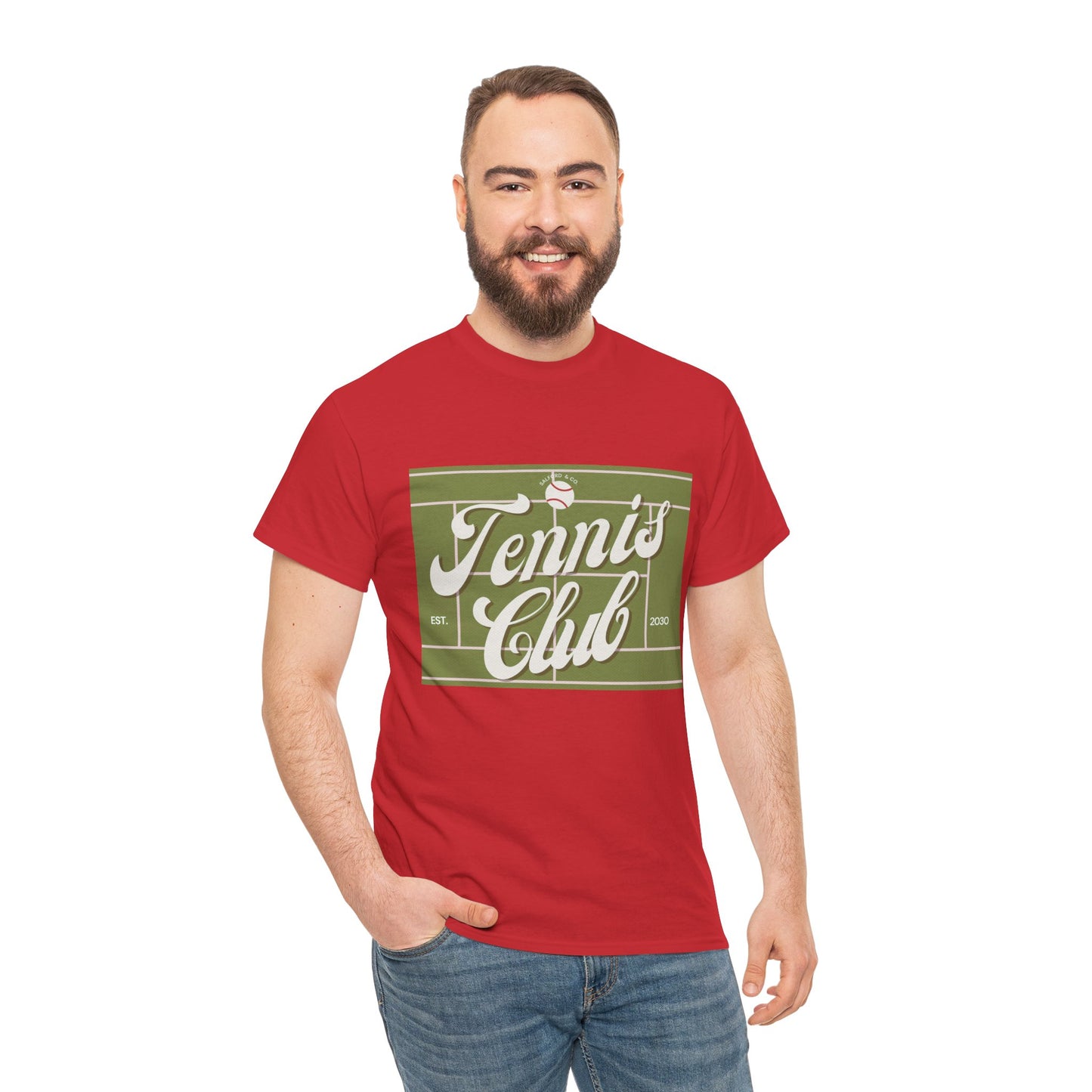 Tennis Print Tee – Unisex Cotton T-Shirt for Sports Lovers - Wolf Aura Co