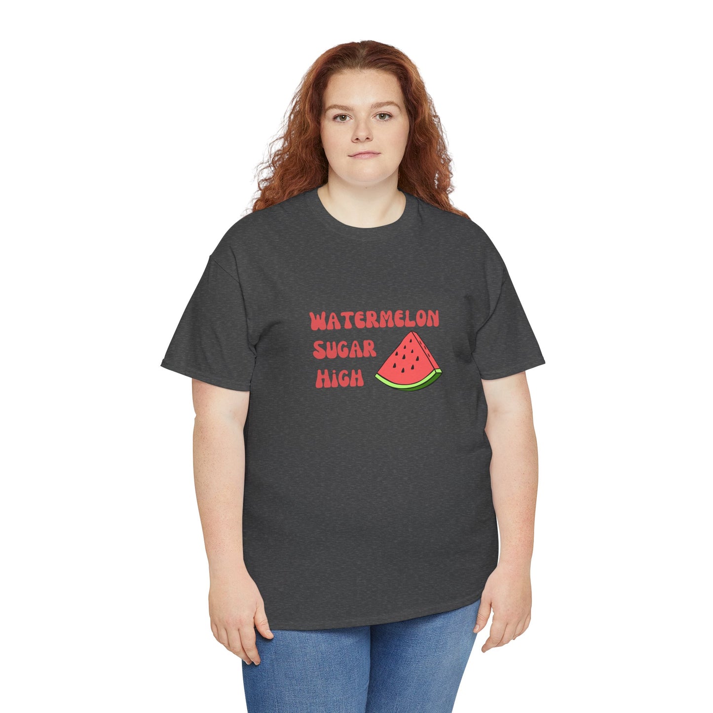Watermelon Print Cotton T-Shirt | Cute Summer Tee, Fruit Graphic Shirt, Casual Everyday Wear - Wolf Aura Co