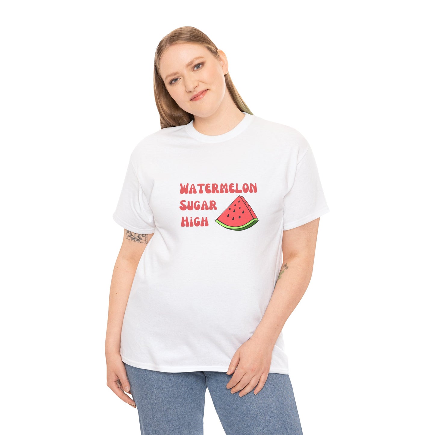 Watermelon Print Cotton T-Shirt | Cute Summer Tee, Fruit Graphic Shirt, Casual Everyday Wear - Wolf Aura Co