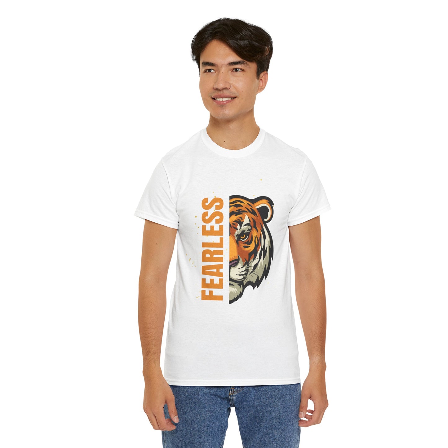 Fearless Tiger Unisex Tee – Inspirational Heavy Cotton T-Shirt - Wolf Aura Co
