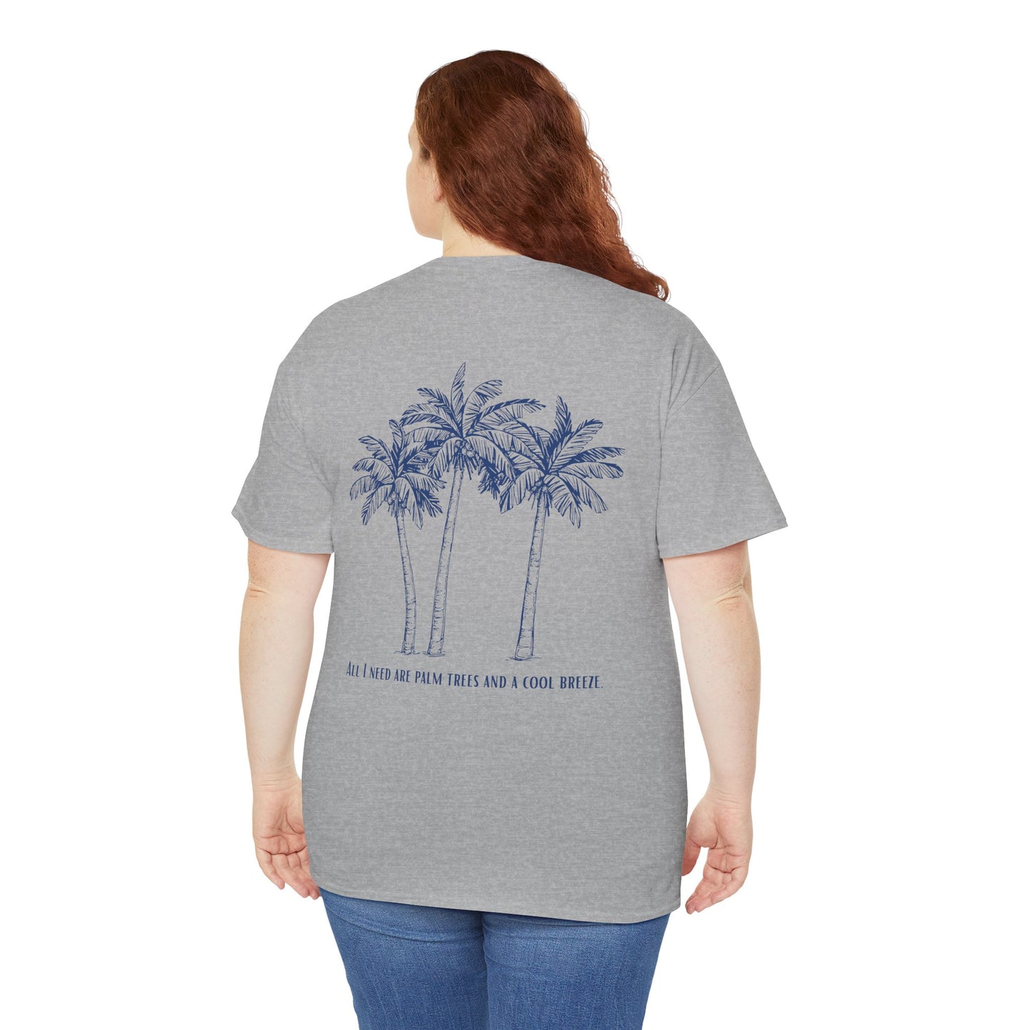 Palm Tree Print Cotton T-Shirt – Casual Summer Tee, Beachwear, Tropical Graphic Shirt, Everyday Comfort - Wolf Aura Co