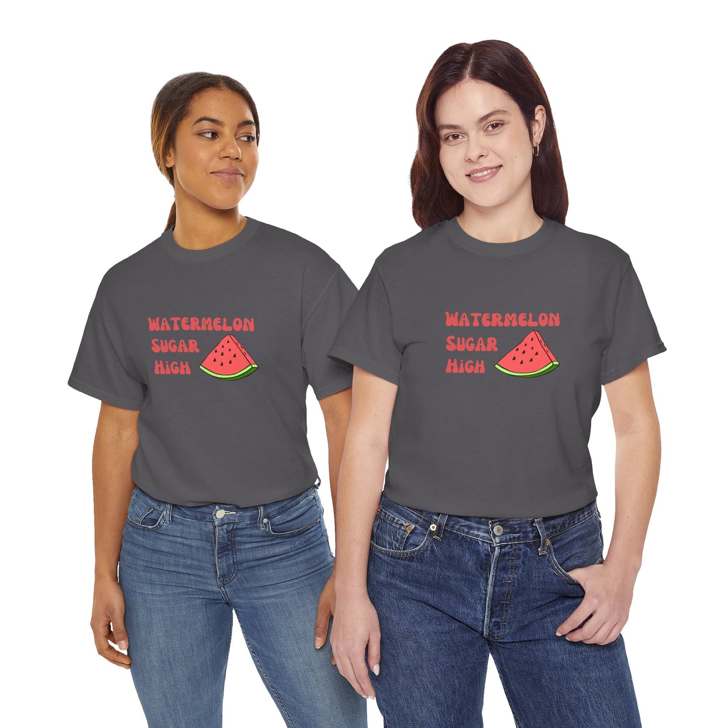Watermelon Print Cotton T-Shirt | Cute Summer Tee, Fruit Graphic Shirt, Casual Everyday Wear - Wolf Aura Co