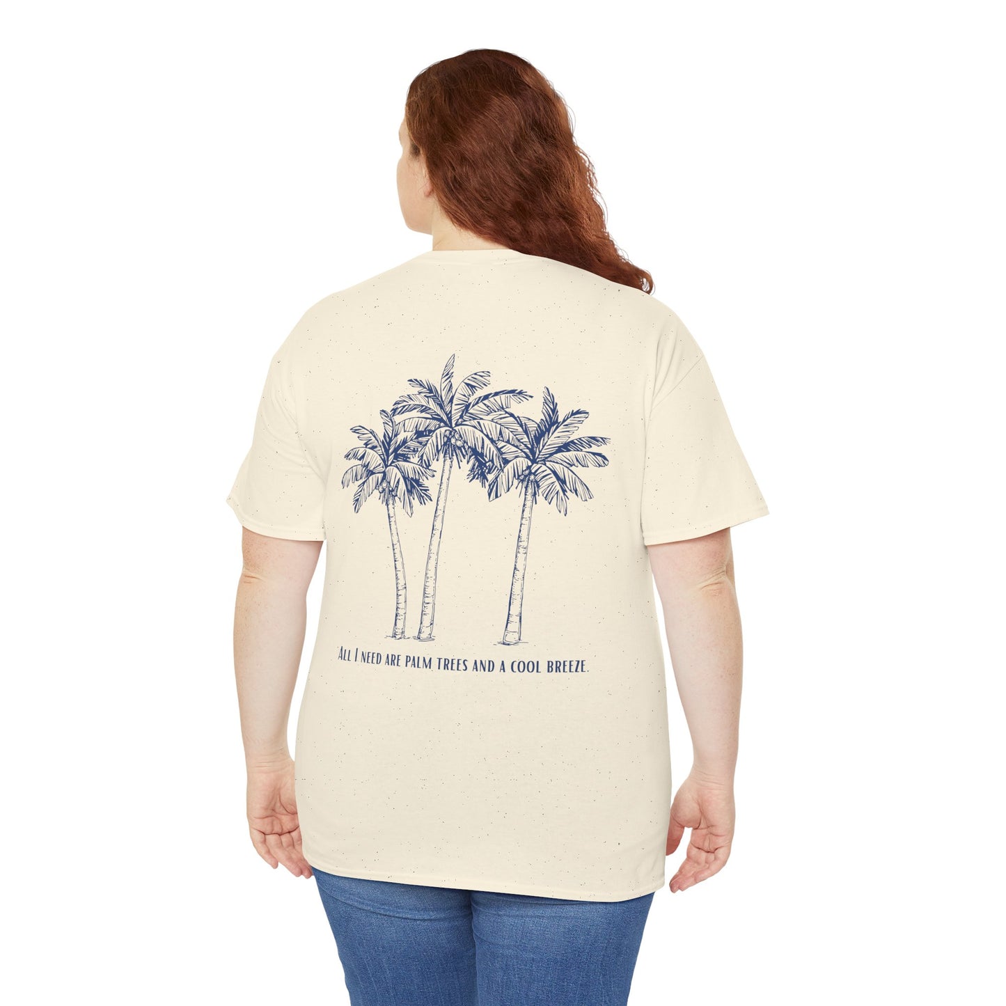 Palm Tree Print Cotton T-Shirt – Casual Summer Tee, Beachwear, Tropical Graphic Shirt, Everyday Comfort - Wolf Aura Co