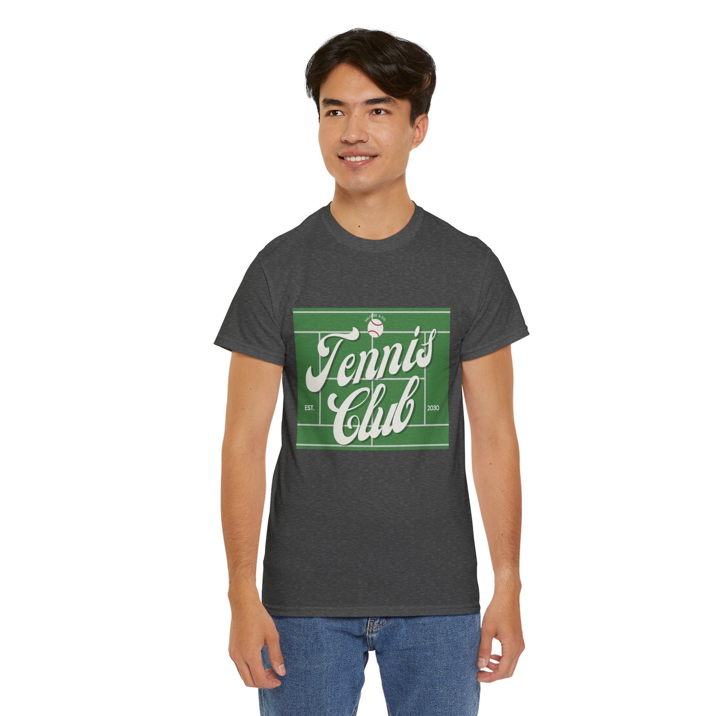 Tennis Print Tee – Unisex Cotton T-Shirt for Sports Lovers - Wolf Aura Co