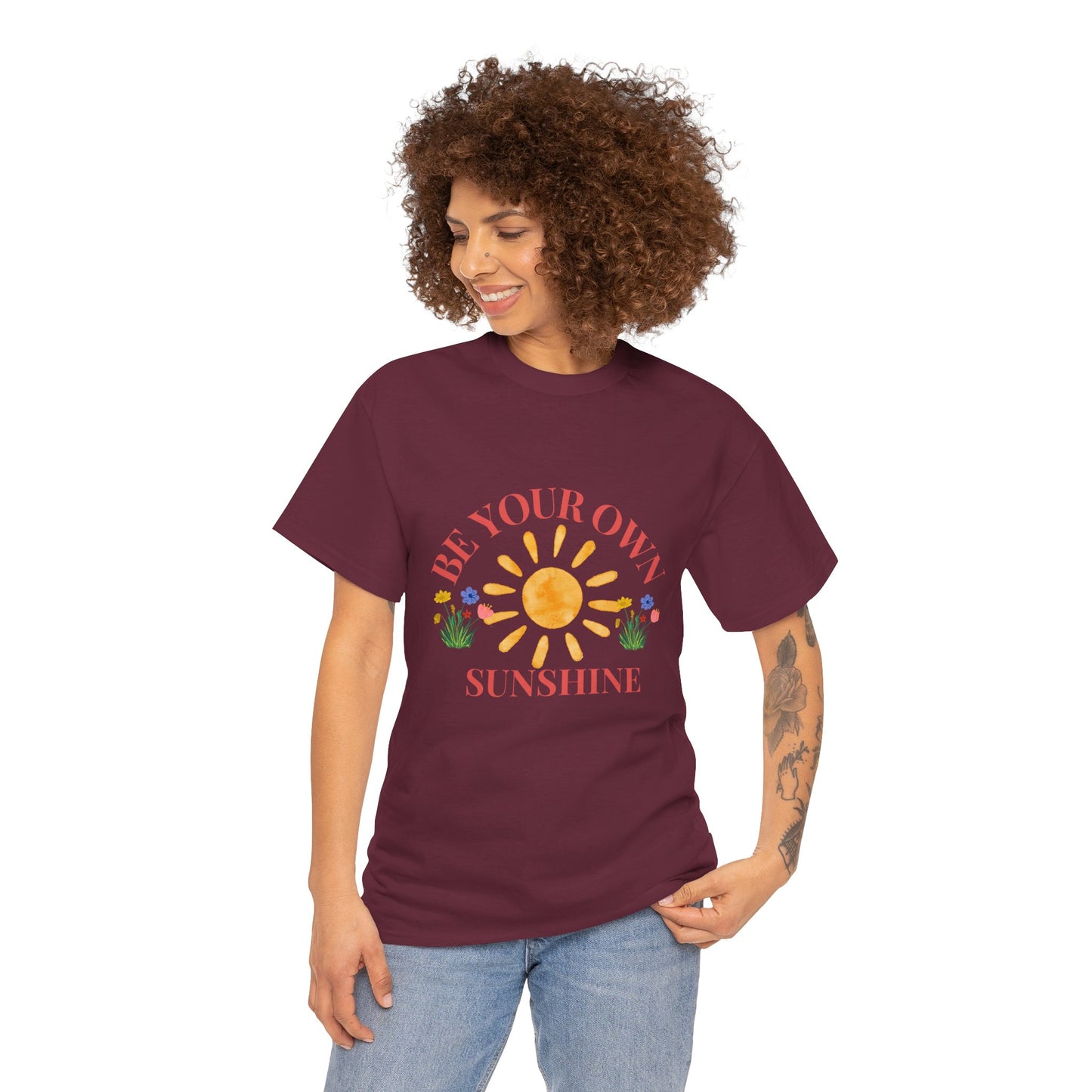 Be Your Own Sunshine Cotton T-Shirt – Positive Graphic Tee, Everyday Casual Wear, Uplifting Gift - Wolf Aura Co
