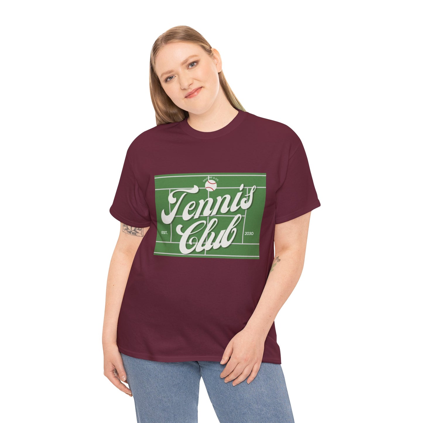 Tennis Print Tee – Unisex Cotton T-Shirt for Sports Lovers - Wolf Aura Co