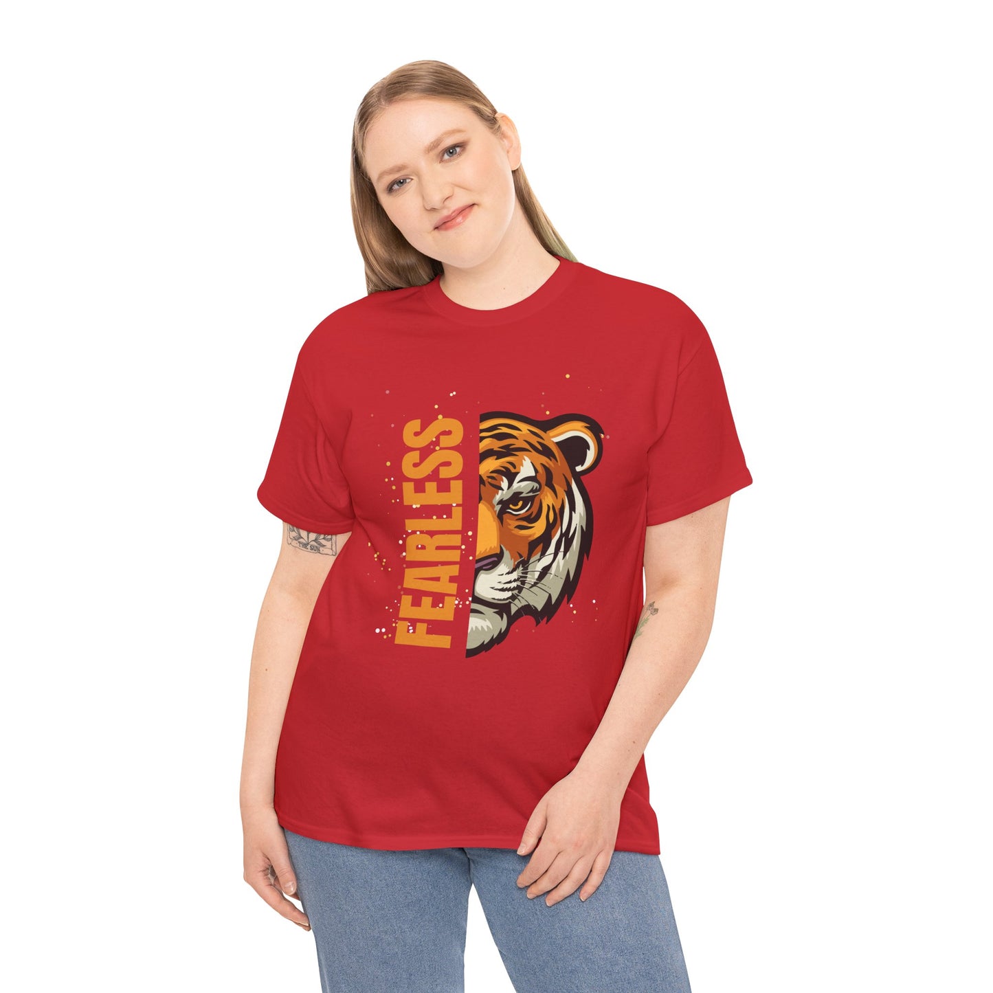 Fearless Tiger Unisex Tee – Inspirational Heavy Cotton T-Shirt - Wolf Aura Co