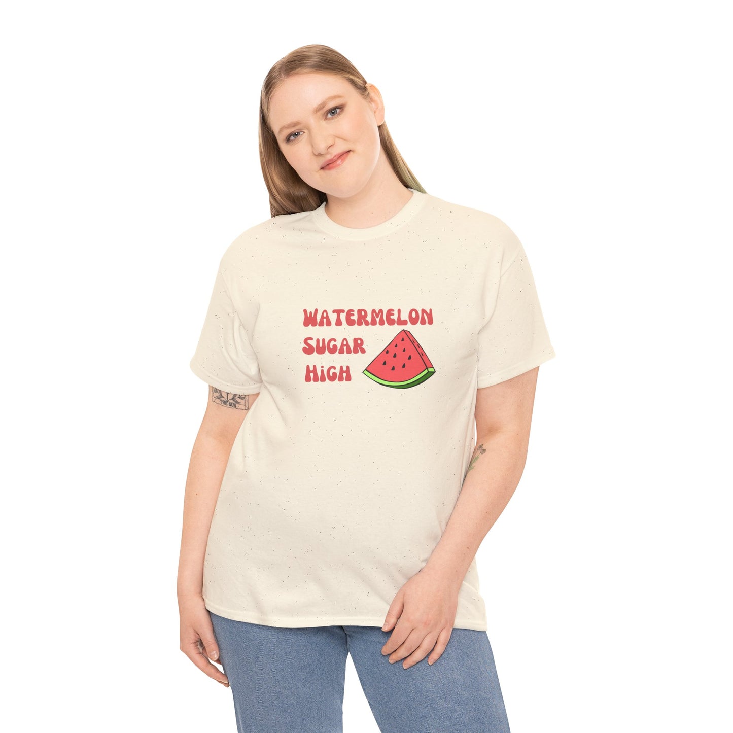 Watermelon Print Cotton T-Shirt | Cute Summer Tee, Fruit Graphic Shirt, Casual Everyday Wear - Wolf Aura Co