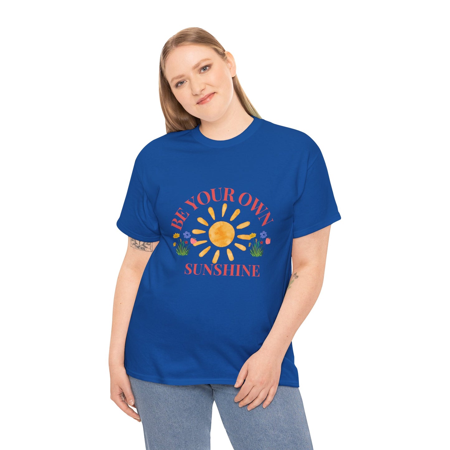 Be Your Own Sunshine Cotton T-Shirt – Positive Graphic Tee, Everyday Casual Wear, Uplifting Gift - Wolf Aura Co