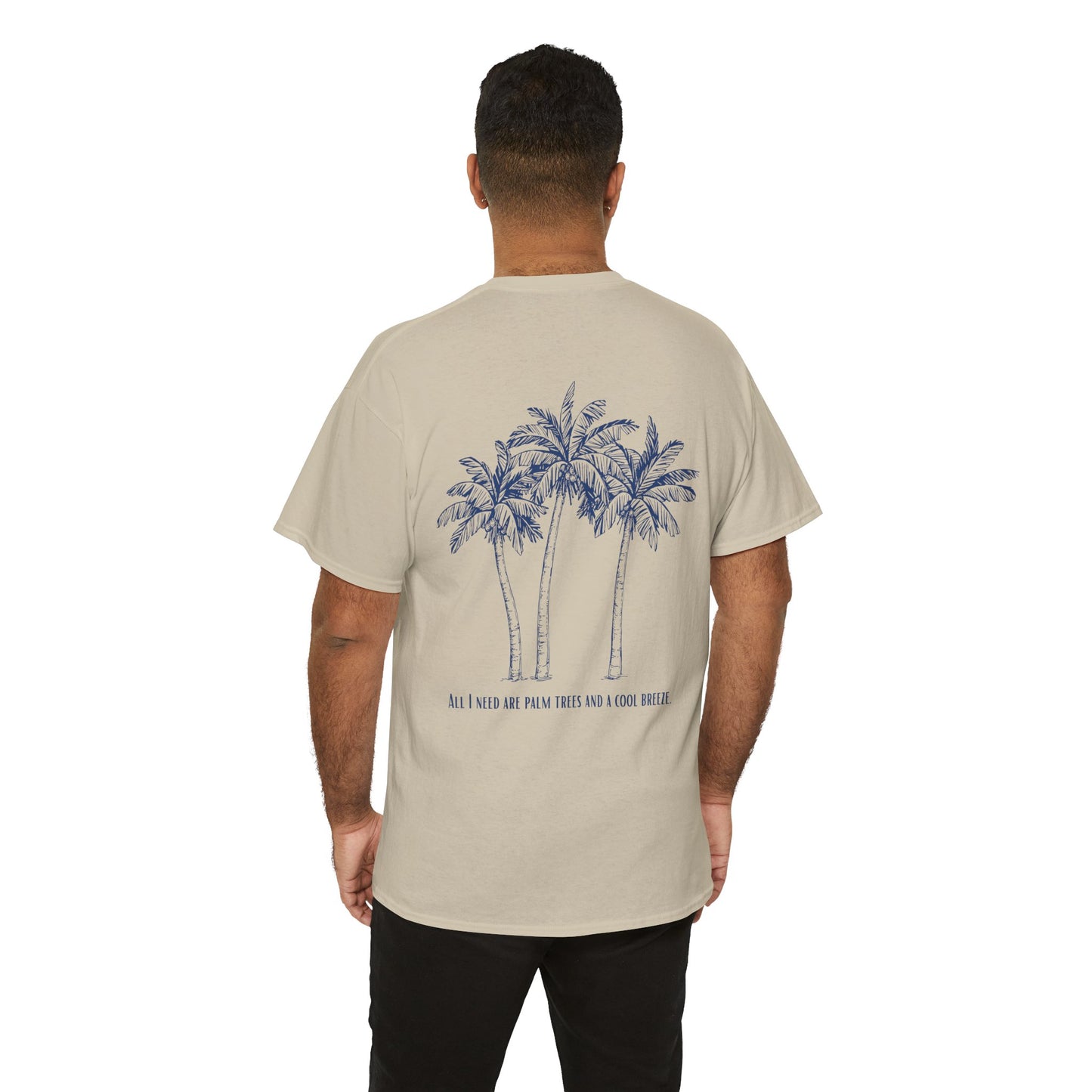 Palm Tree Print Cotton T-Shirt – Casual Summer Tee, Beachwear, Tropical Graphic Shirt, Everyday Comfort - Wolf Aura Co