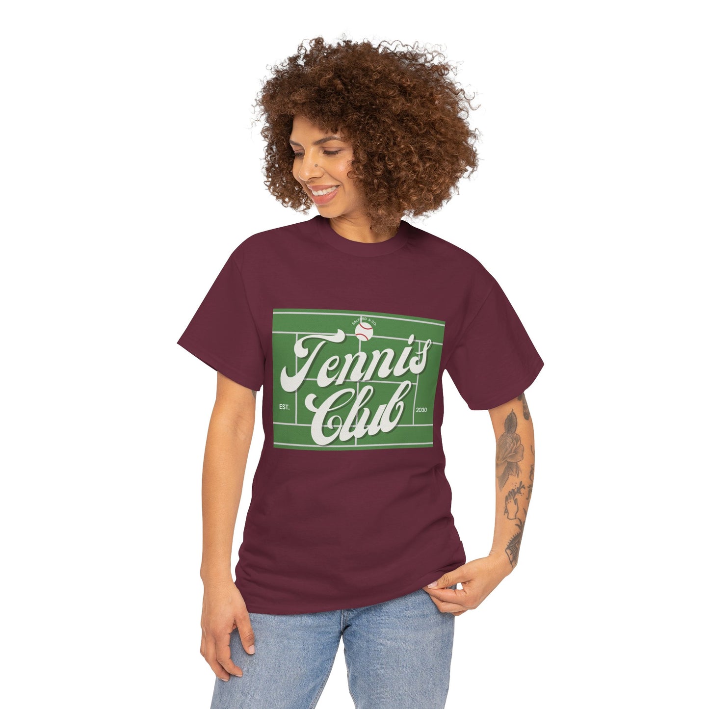 Tennis Print Tee – Unisex Cotton T-Shirt for Sports Lovers - Wolf Aura Co