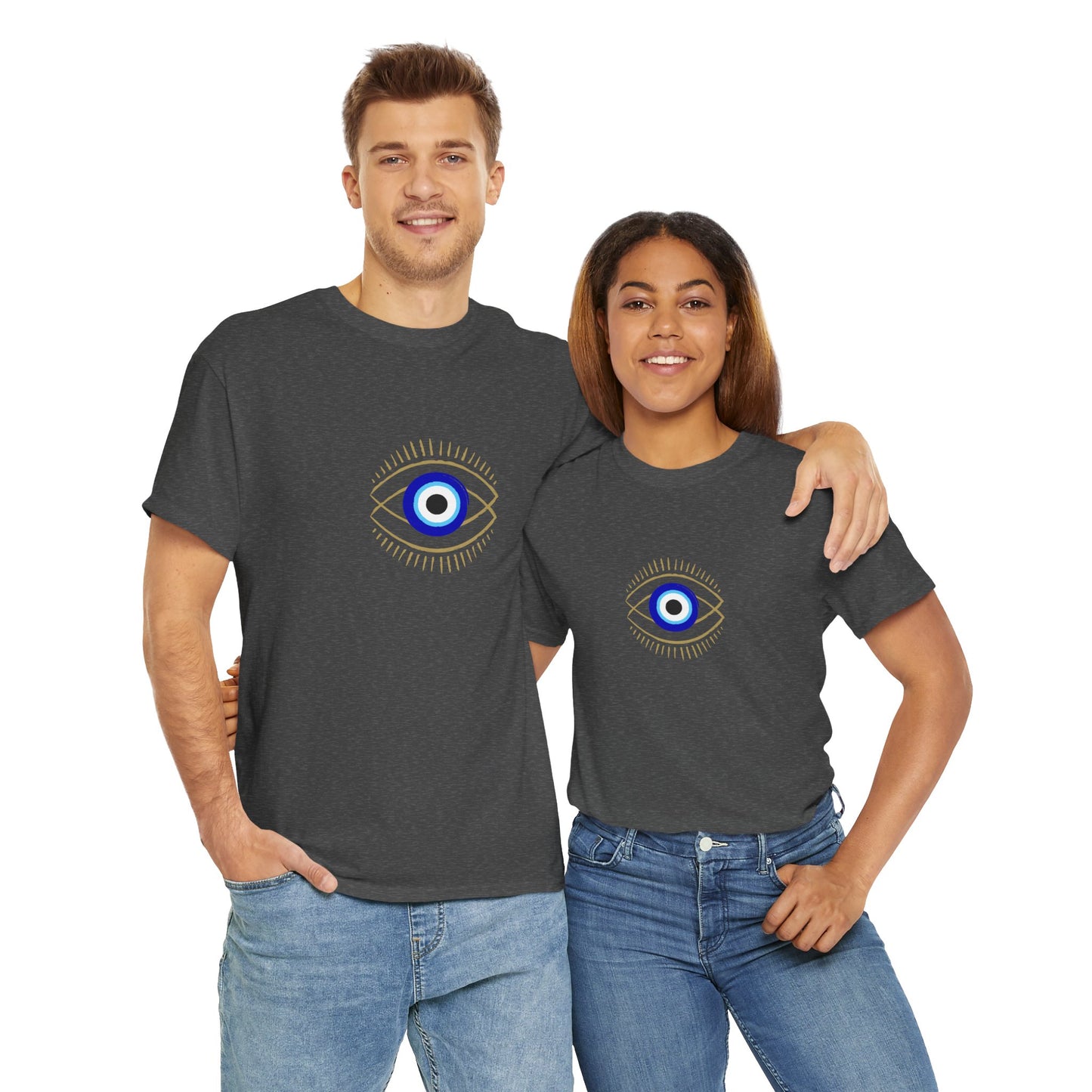 Evil Eye Graphic Tee – Unisex Casual Cotton T-Shirt | Protect Your Energy Shirt, Positive Vibes Apparel, Spiritual Gift - Wolf Aura Co