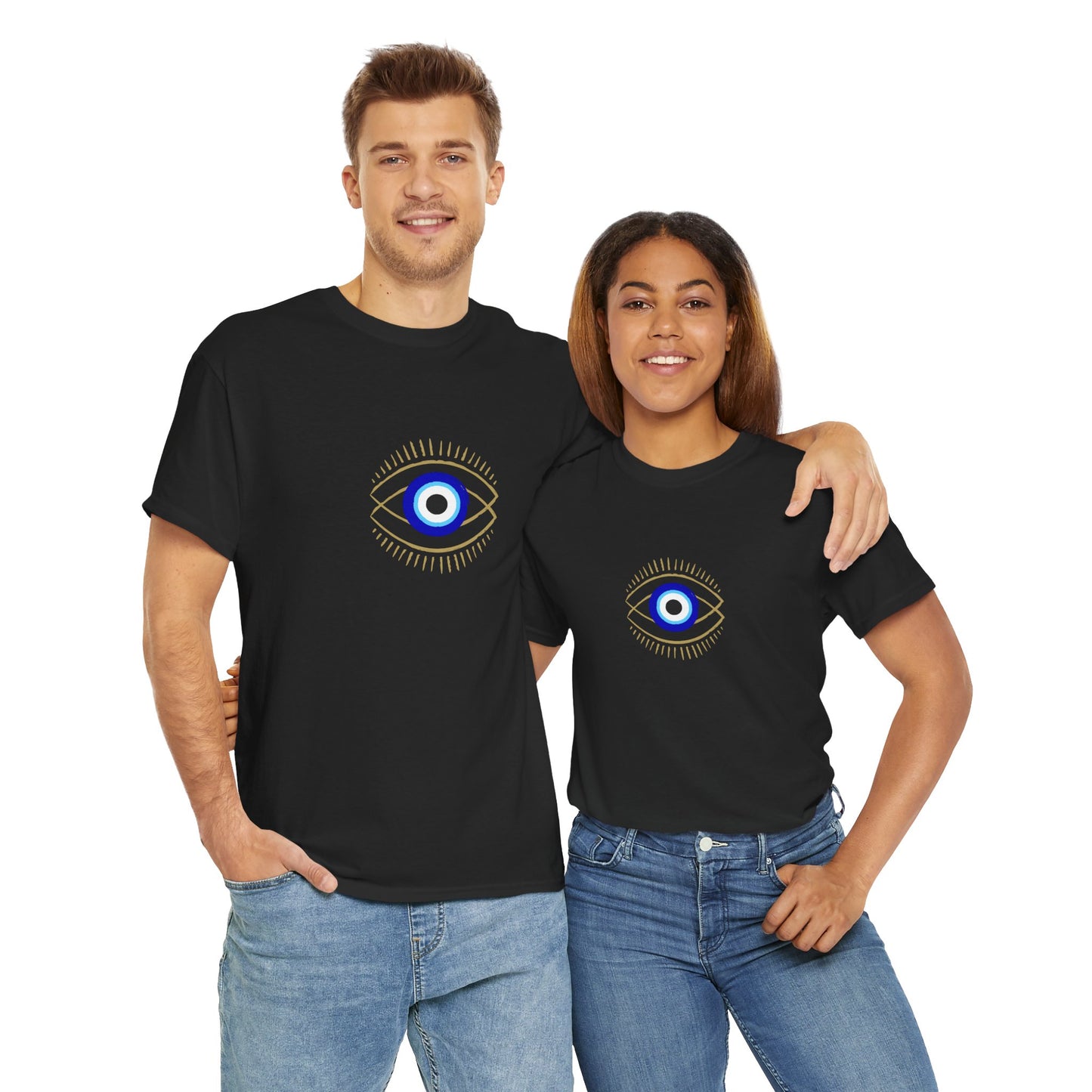 Evil Eye Graphic Tee – Unisex Casual Cotton T-Shirt | Protect Your Energy Shirt, Positive Vibes Apparel, Spiritual Gift - Wolf Aura Co