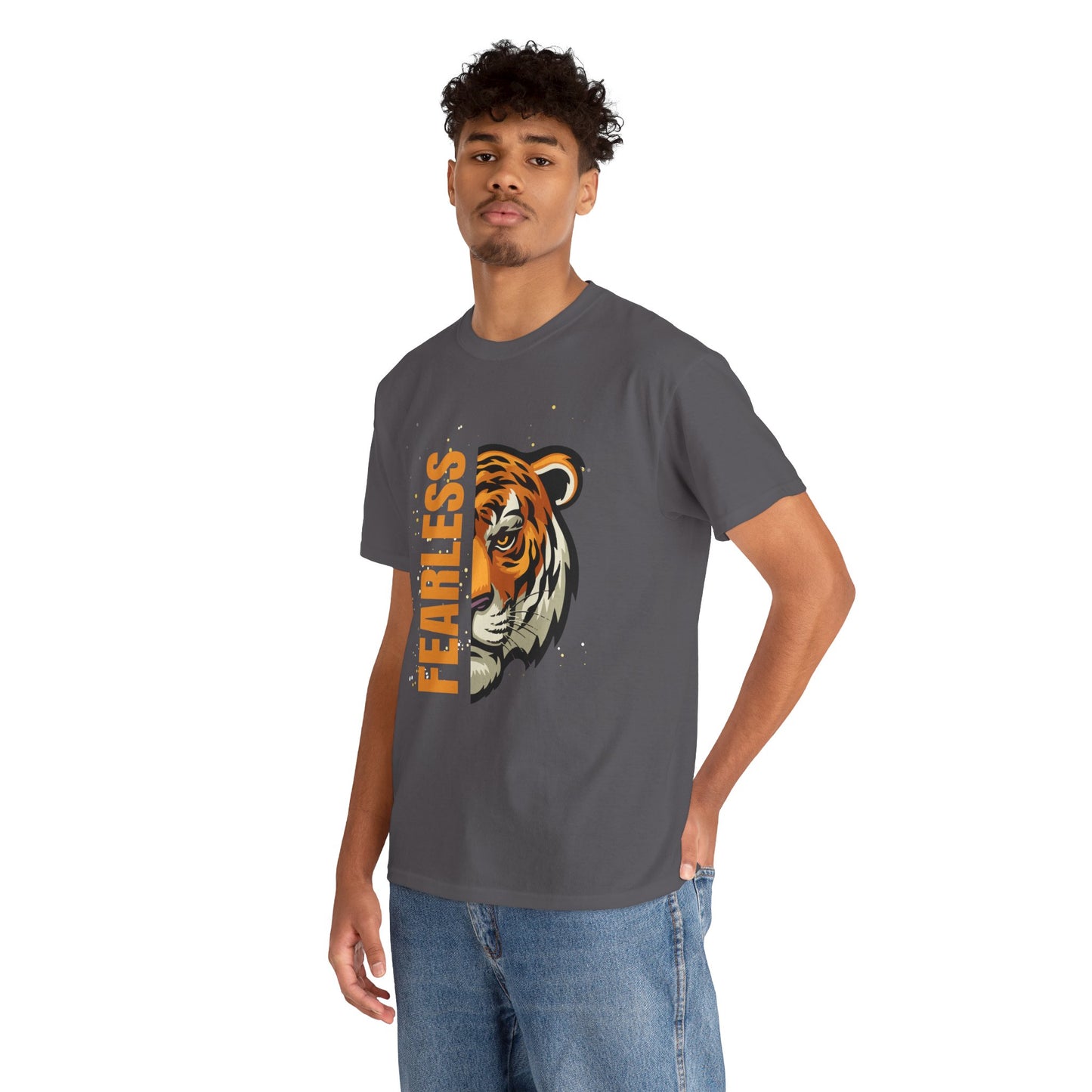 Fearless Tiger Unisex Tee – Inspirational Heavy Cotton T-Shirt - Wolf Aura Co