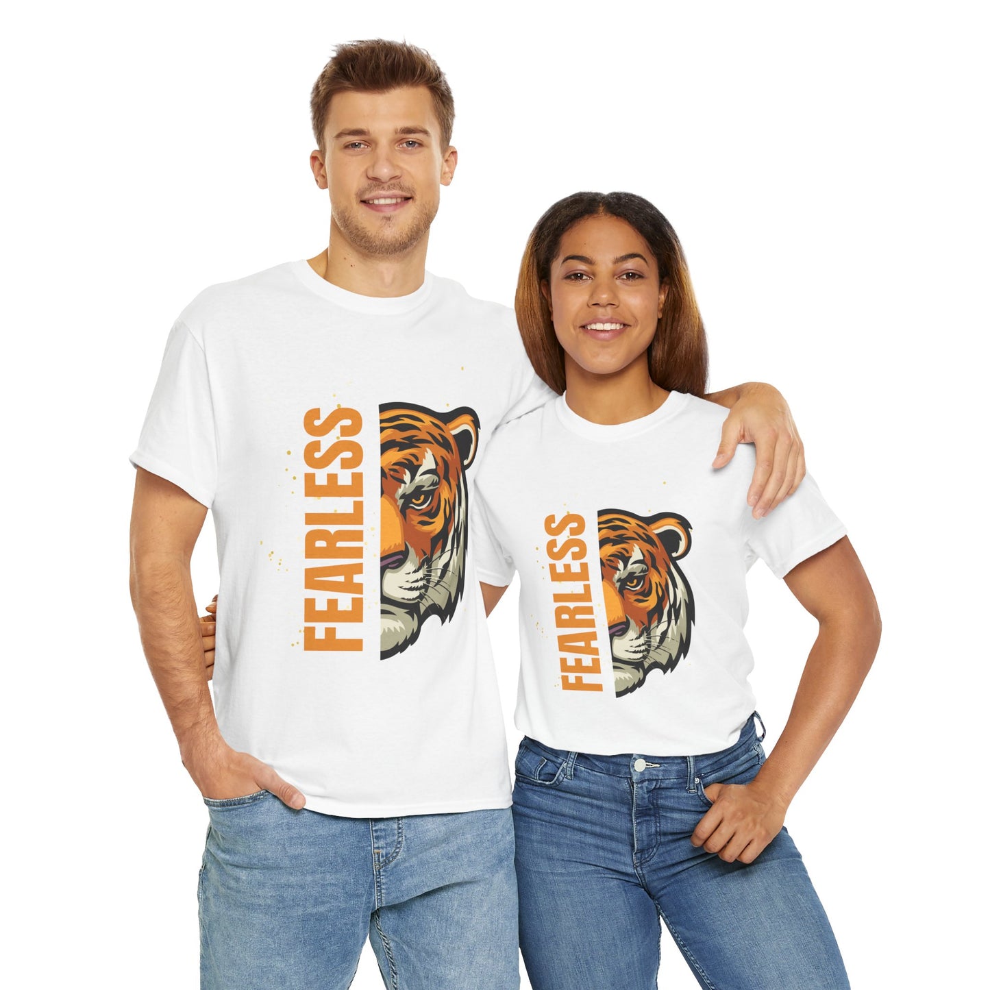 Fearless Tiger Unisex Tee – Inspirational Heavy Cotton T-Shirt - Wolf Aura Co