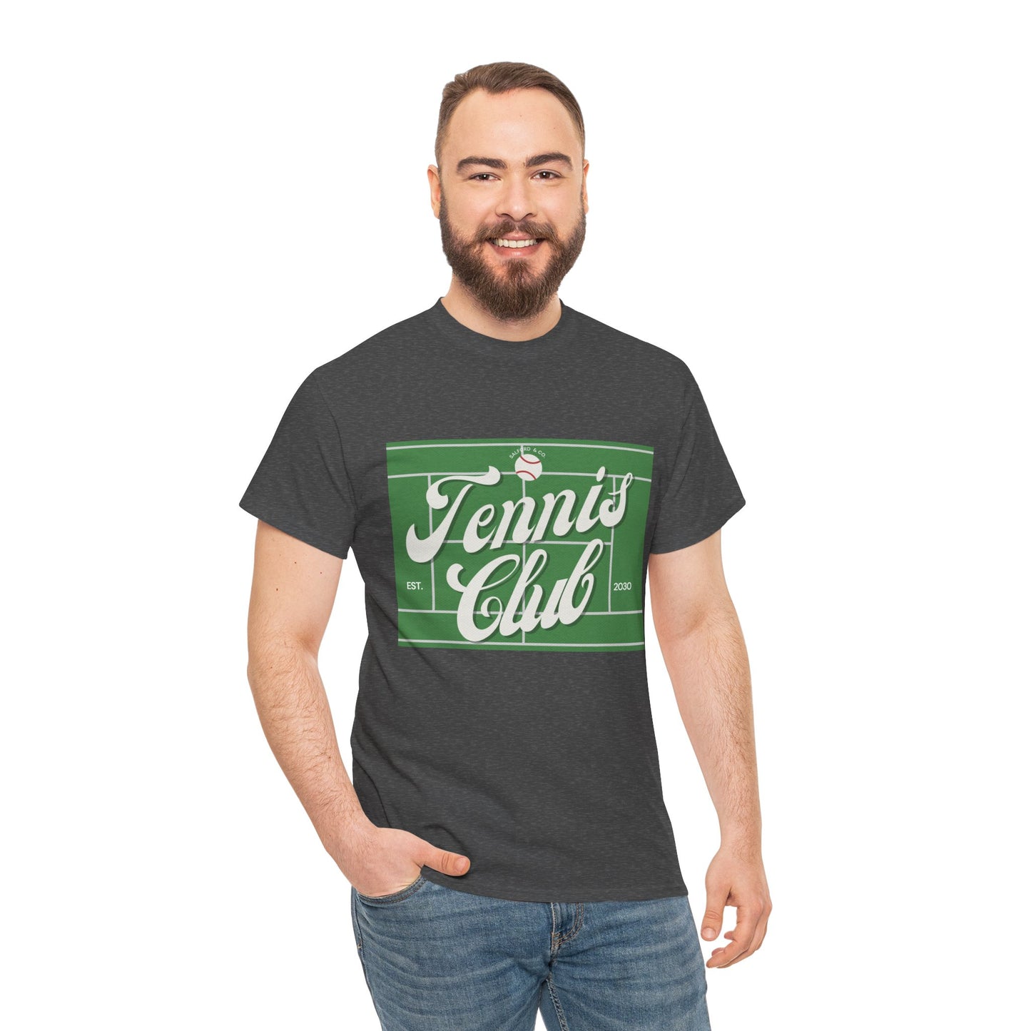 Tennis Print Tee – Unisex Cotton T-Shirt for Sports Lovers - Wolf Aura Co