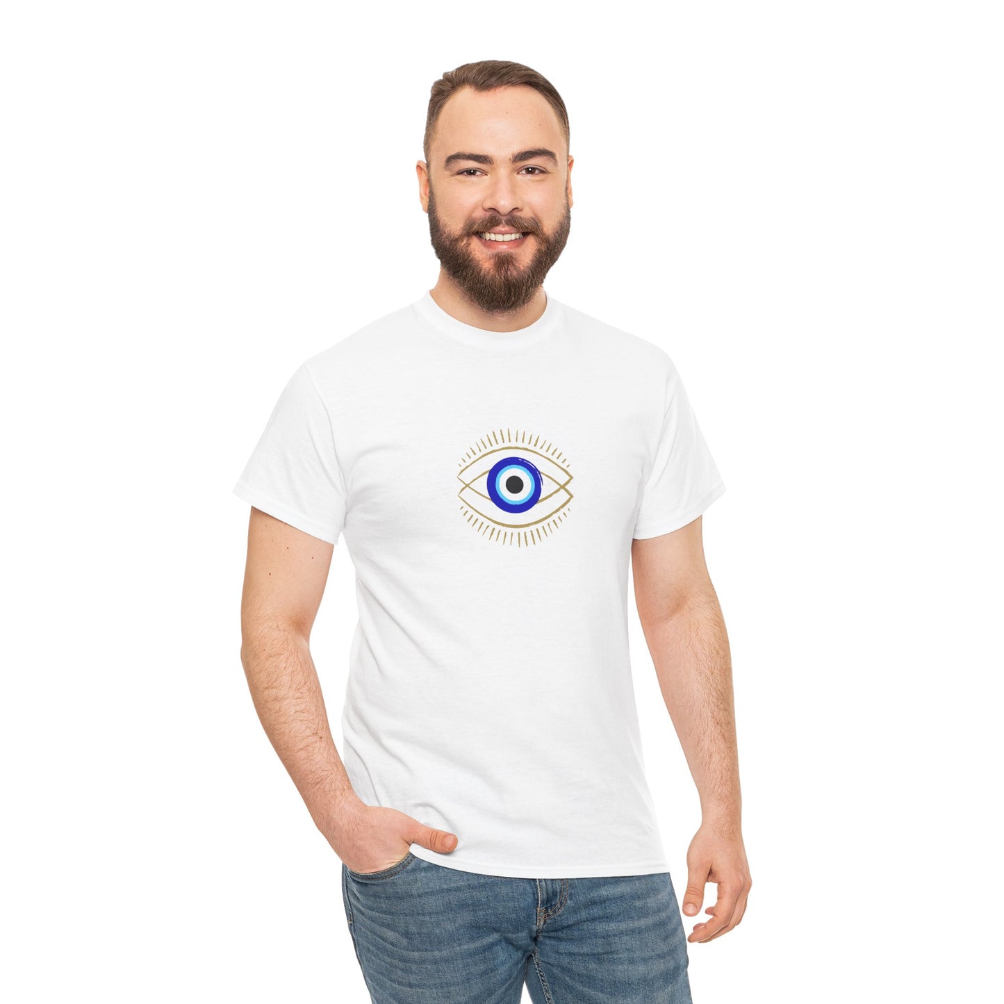 Evil Eye Graphic Tee – Unisex Casual Cotton T-Shirt | Protect Your Energy Shirt, Positive Vibes Apparel, Spiritual Gift - Wolf Aura Co