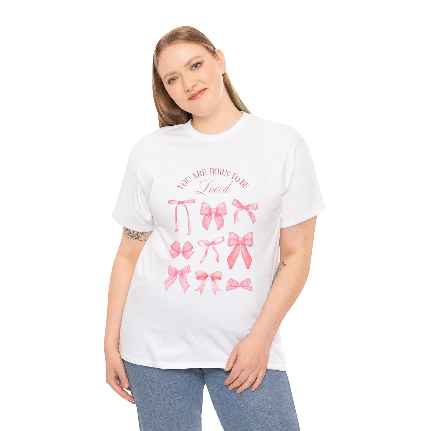 Cute Bow Cotton T-Shirt – Casual Graphic Tee, Everyday Comfort, Gift for Her - Wolf Aura Co