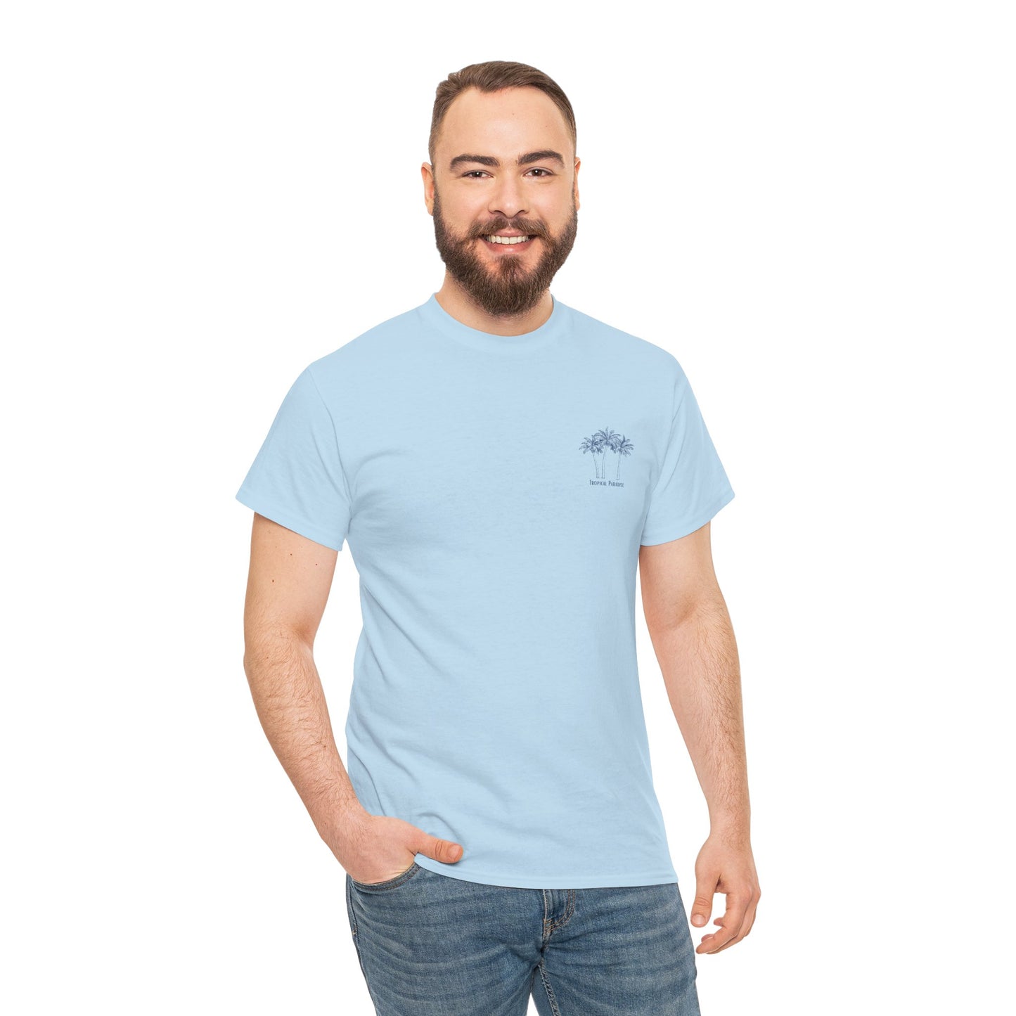 Palm Tree Print Cotton T-Shirt – Casual Summer Tee, Beachwear, Tropical Graphic Shirt, Everyday Comfort - Wolf Aura Co