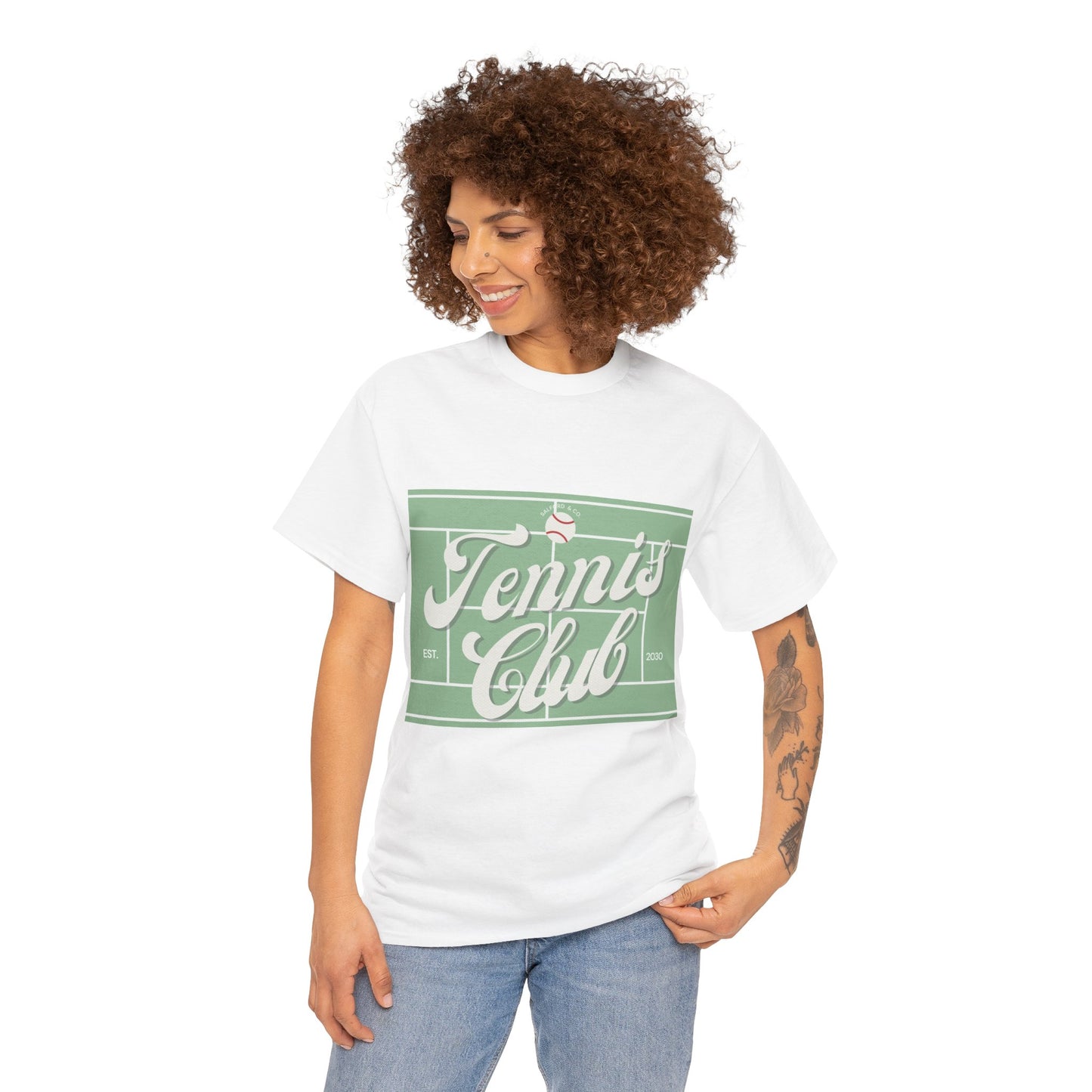 Tennis Print Tee - Unisex Cotton Tshirt for Sports Lovers