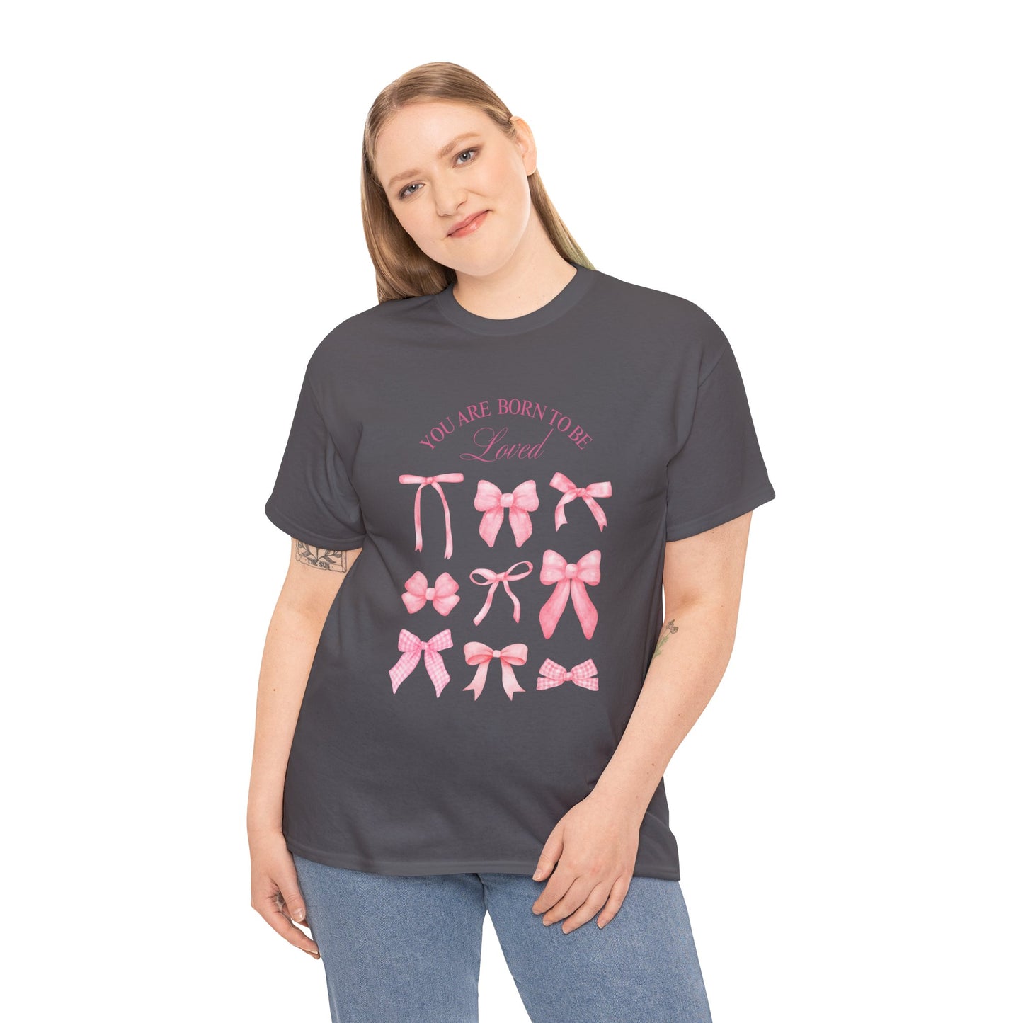 Cute Bow Cotton T-Shirt – Casual Graphic Tee, Everyday Comfort, Gift for Her - Wolf Aura Co
