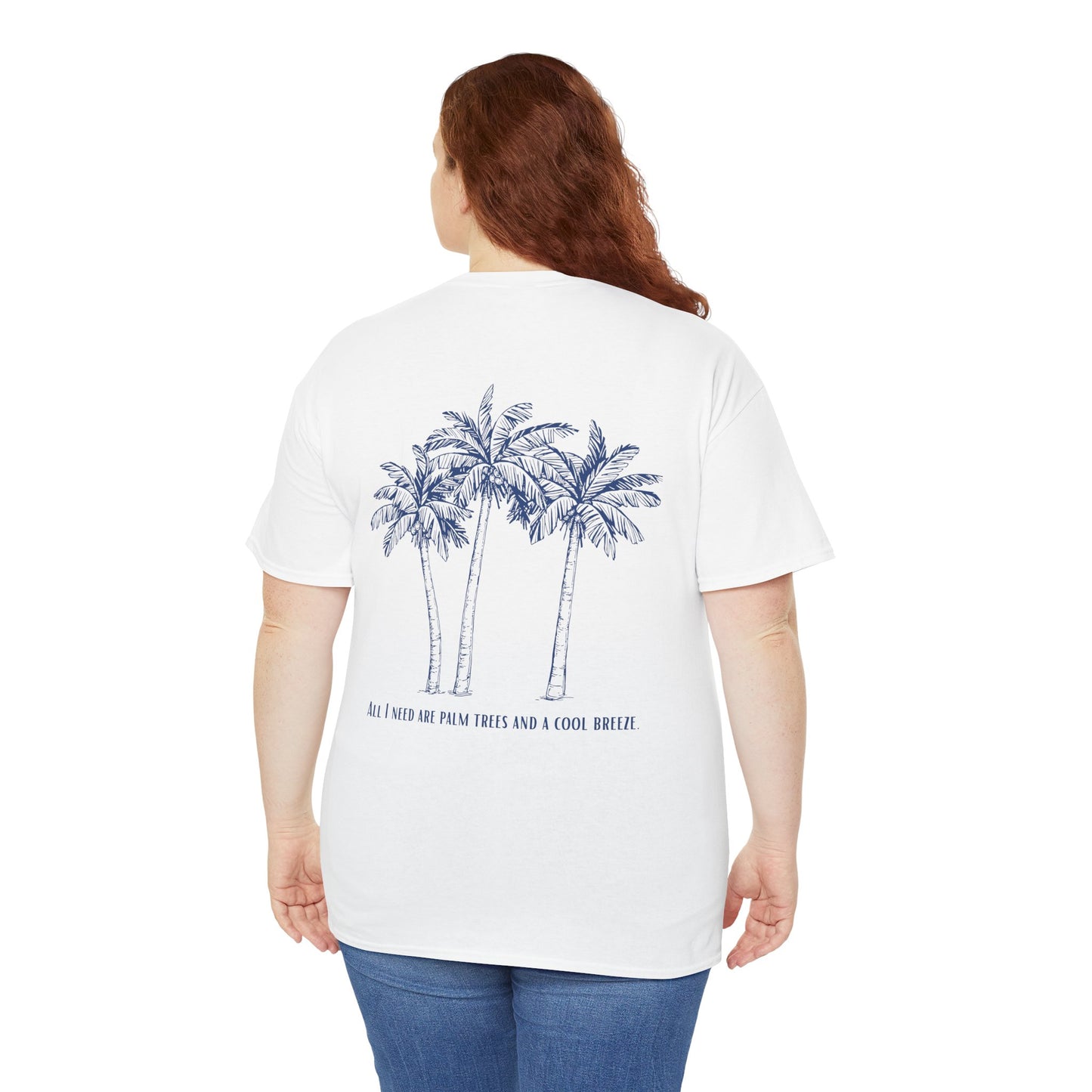 Palm Tree Print Cotton T-Shirt – Casual Summer Tee, Beachwear, Tropical Graphic Shirt, Everyday Comfort - Wolf Aura Co