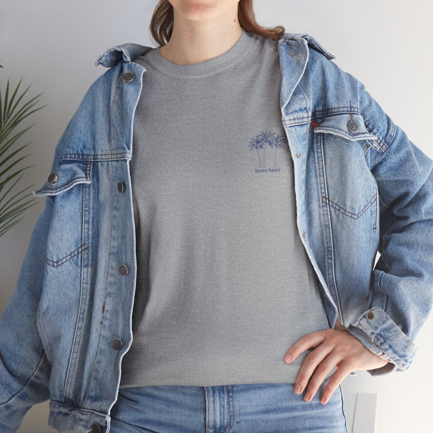 Palm Tree Print Cotton T-Shirt