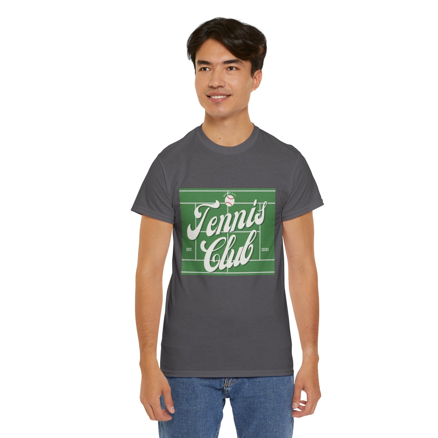 Tennis Print Tee – Unisex Cotton T-Shirt for Sports Lovers - Wolf Aura Co