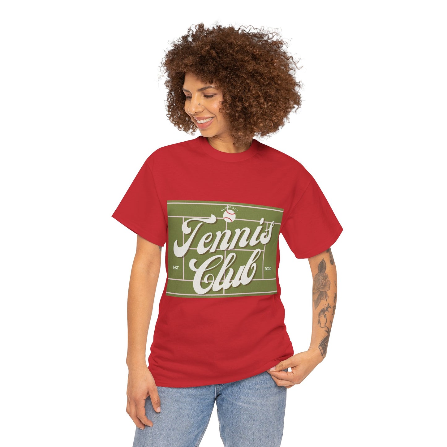 Tennis Print Tee - Unisex Cotton Tshirt for Sports Lovers