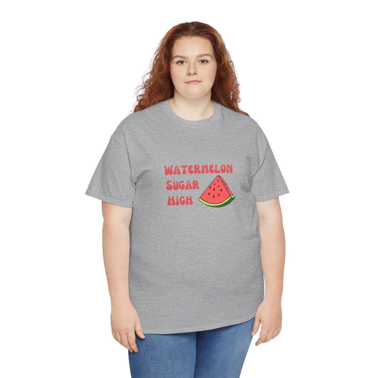Watermelon Print Cotton T-Shirt | Cute Summer Tee, Fruit Graphic Shirt, Casual Everyday Wear - Wolf Aura Co