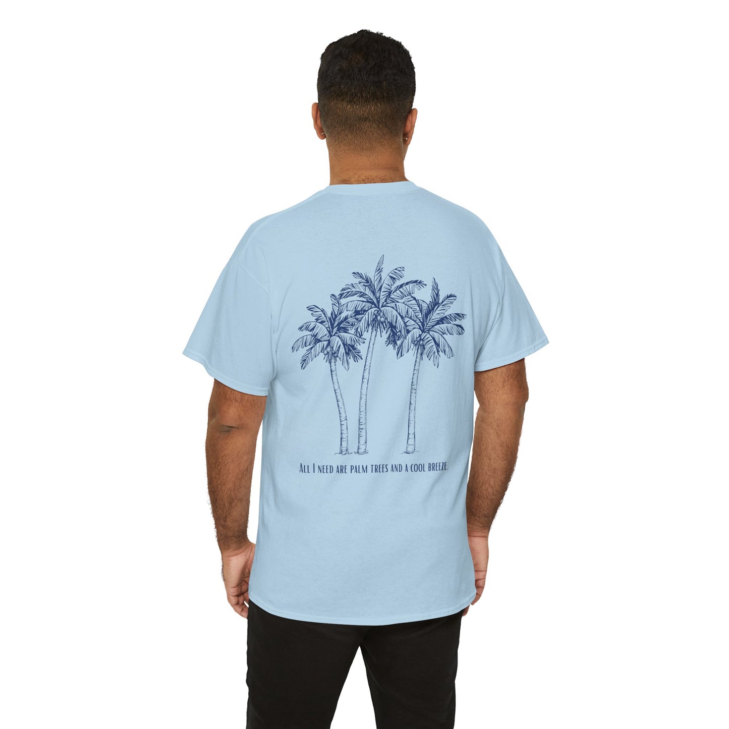 Palm Tree Print Cotton T-Shirt – Casual Summer Tee, Beachwear, Tropical Graphic Shirt, Everyday Comfort - Wolf Aura Co