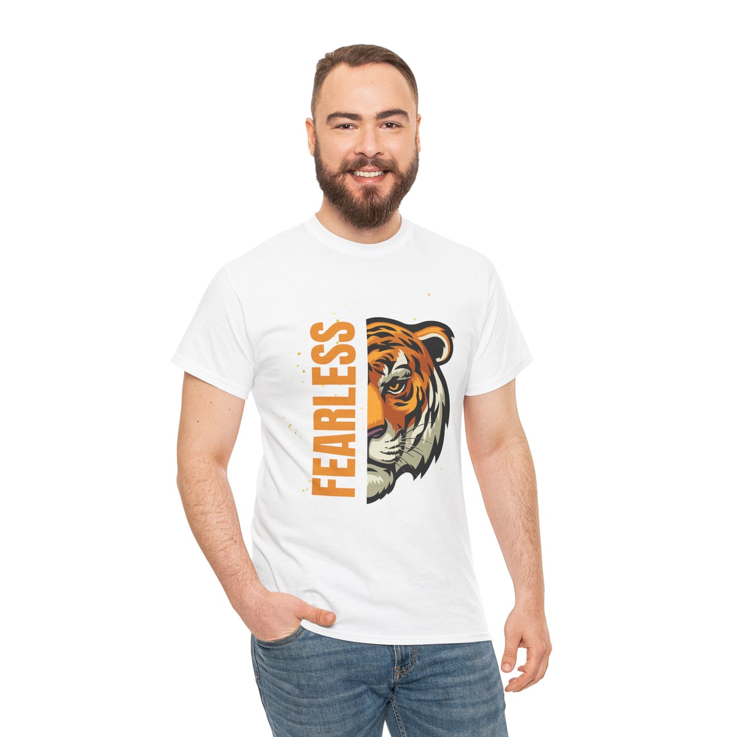 Fearless Tiger Unisex Tee – Inspirational Heavy Cotton T-Shirt - Wolf Aura Co