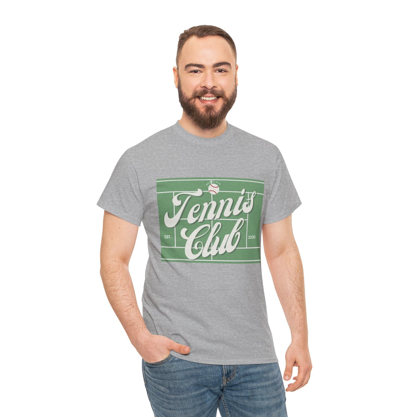 Tennis Print Tee – Unisex Cotton T-Shirt for Sports Lovers - Wolf Aura Co