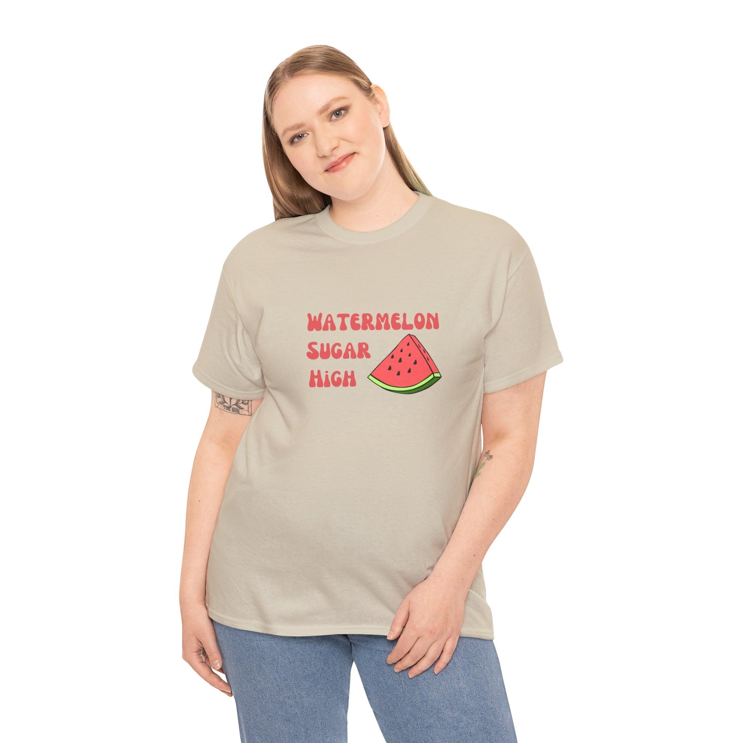 Watermelon Print Cotton T-Shirt | Cute Summer Tee, Fruit Graphic Shirt, Casual Everyday Wear - Wolf Aura Co