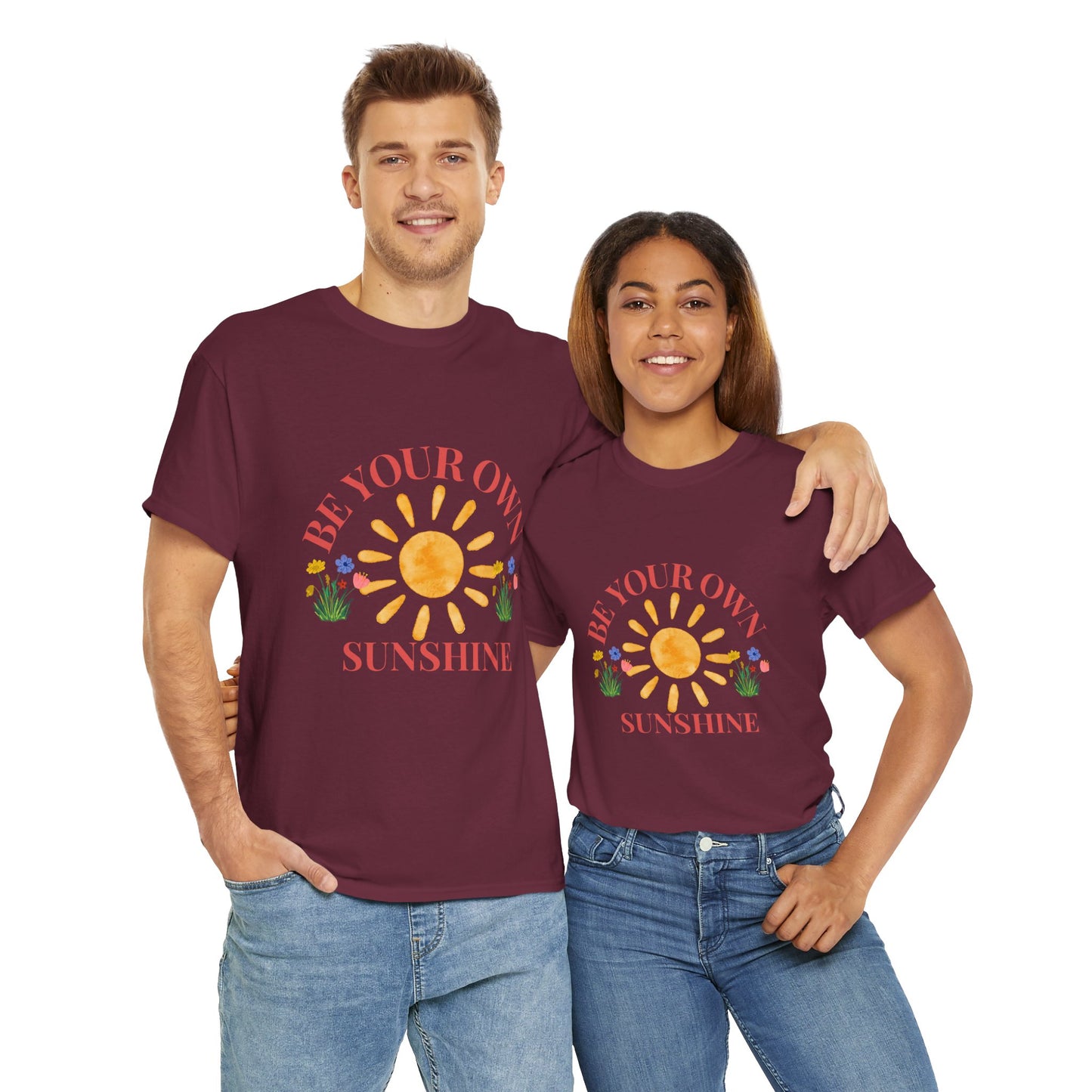 Be Your Own Sunshine Cotton T-Shirt – Positive Graphic Tee, Everyday Casual Wear, Uplifting Gift - Wolf Aura Co